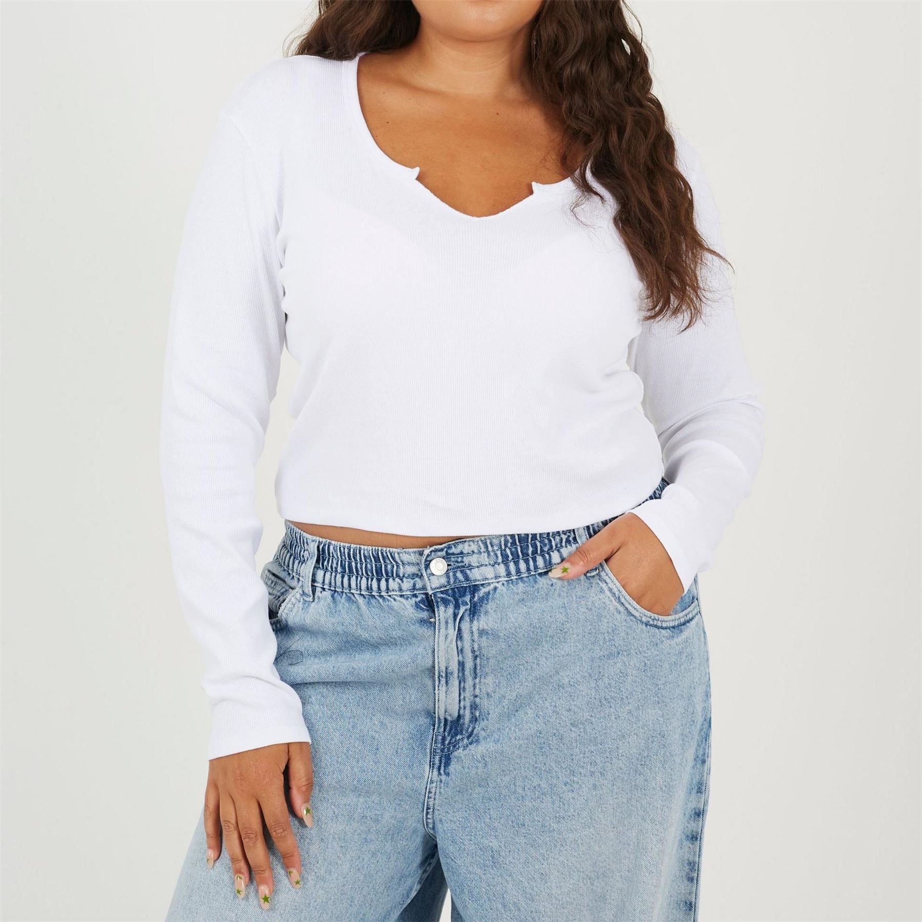 Brave Soul Notched Neck Long Sleeve T-Shirt