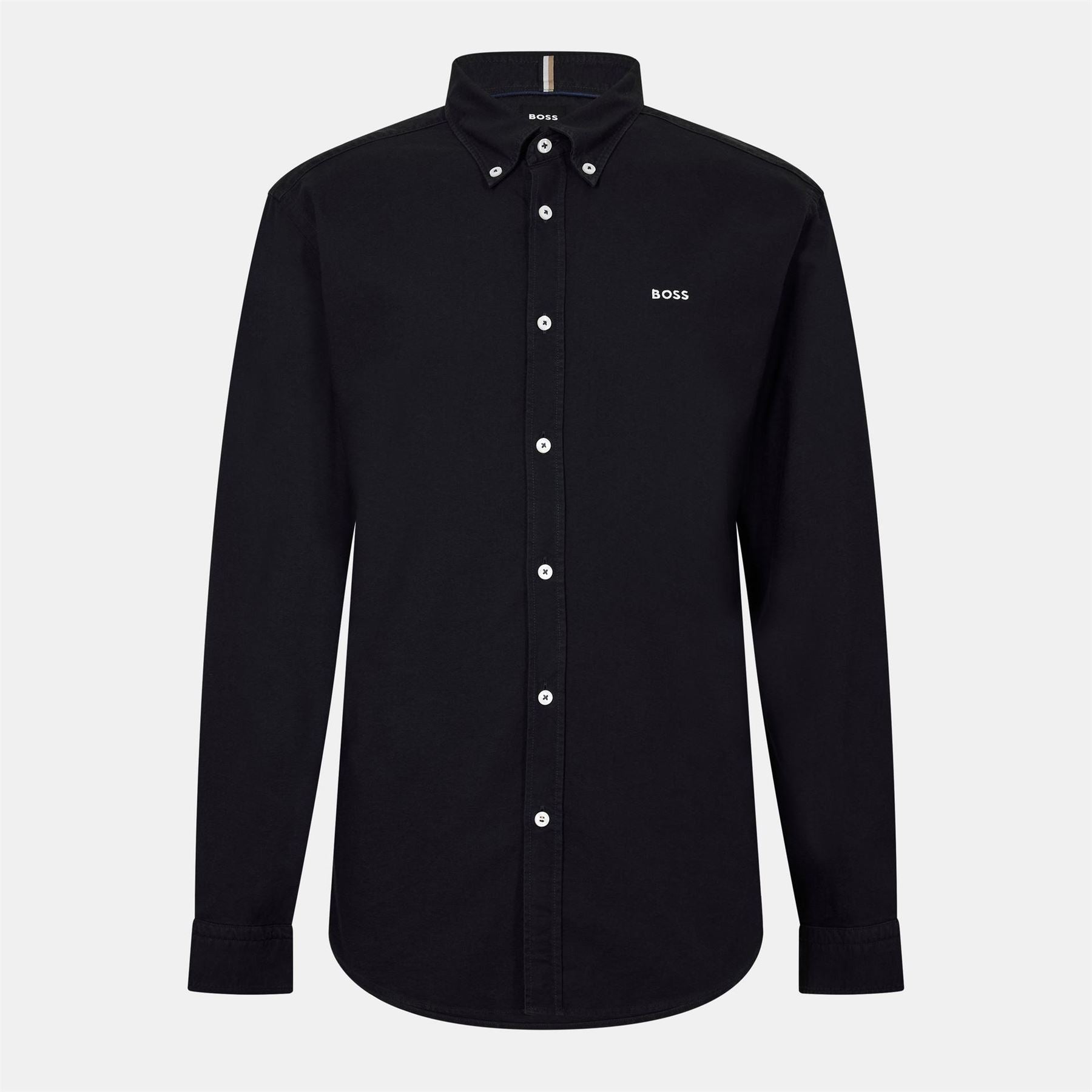 Boss Embroidered Collared Neck Button Down Long Sleeve Shirt