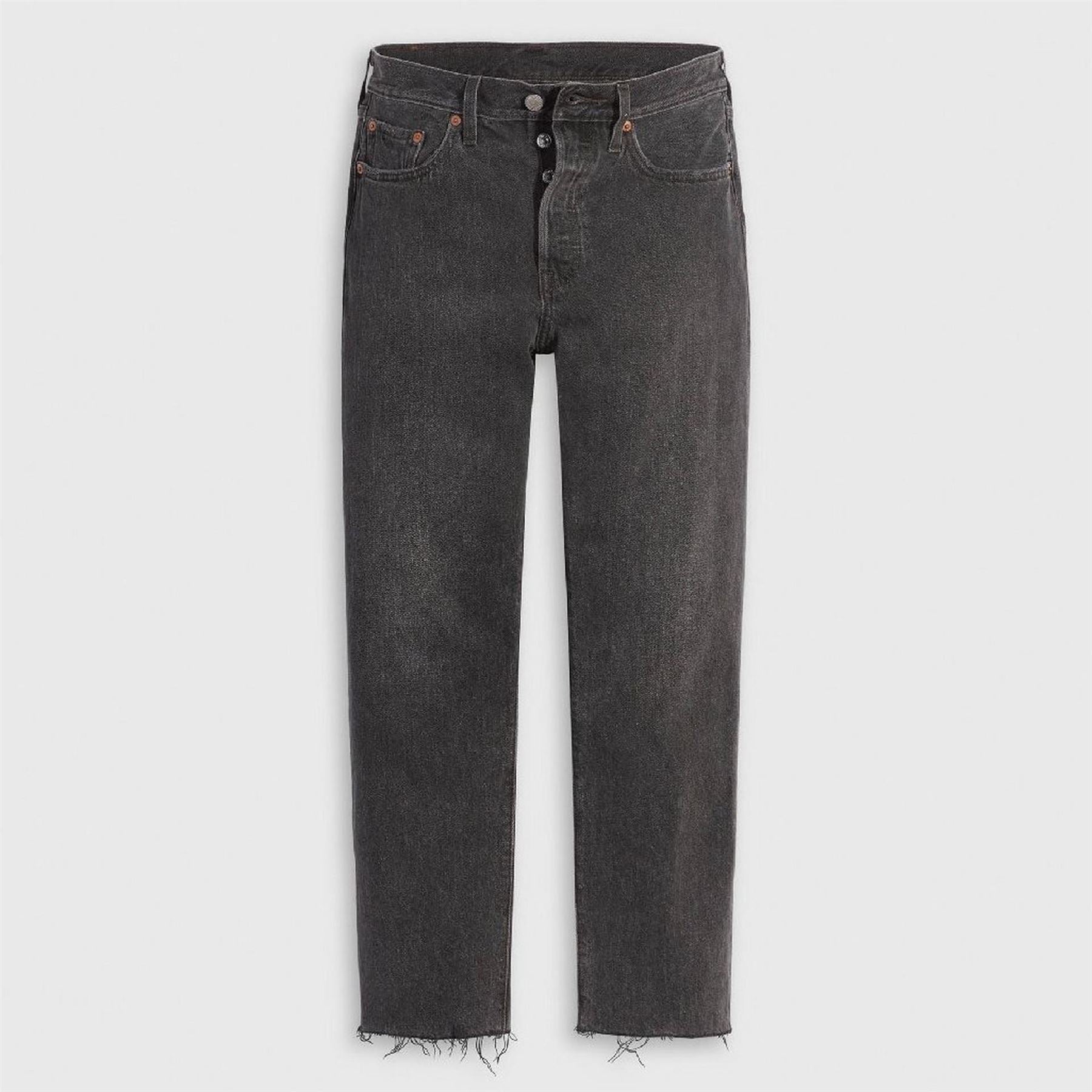Levis 501 Cropped Mid Rise Cotton Straight Leg Jeans