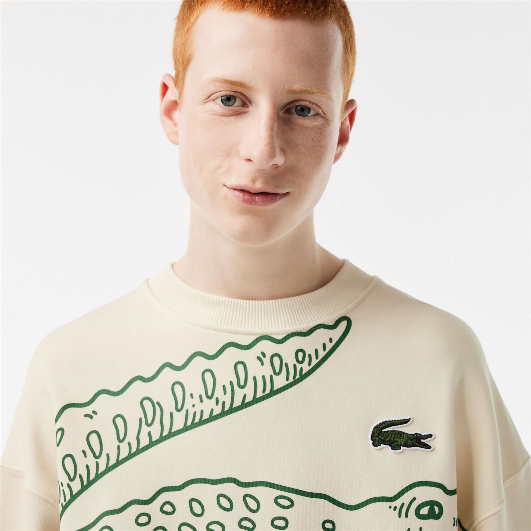 Lacoste Crocodile Logo Relaxed Fit Drop Shoulder Sweatshirt