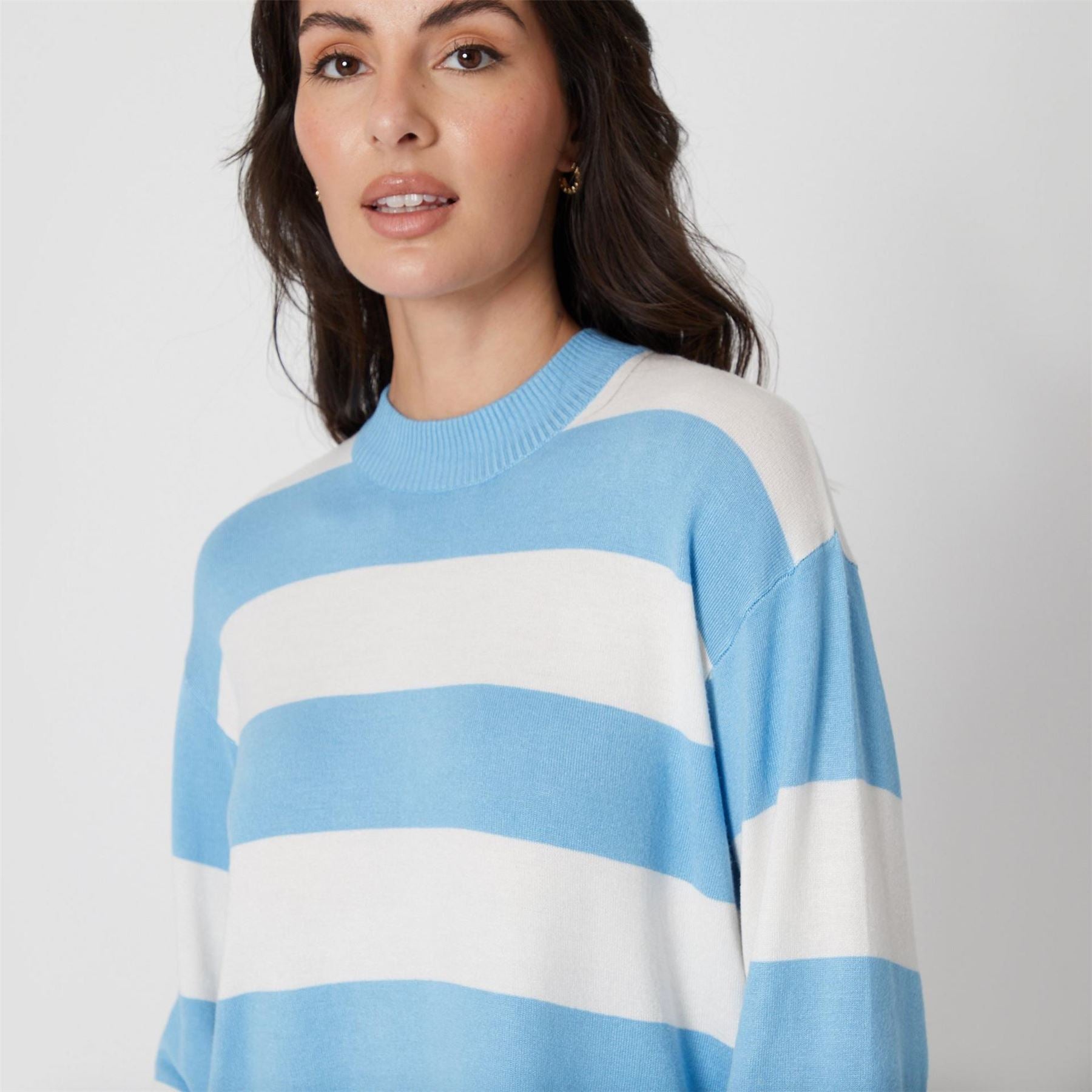 Be You Stripe Crew Neck Relaxed Fit Sweater