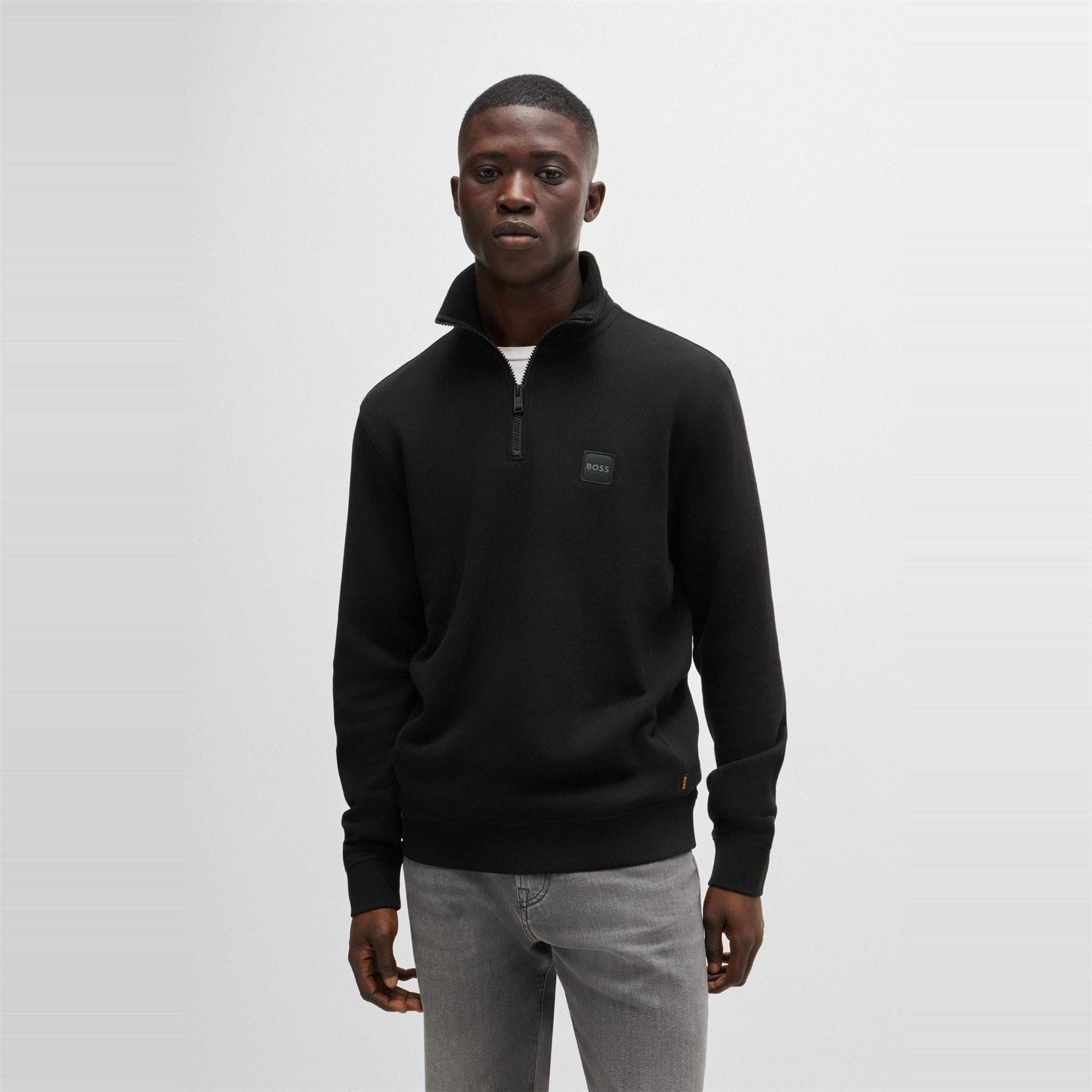 Boss Zetrust Zip Neck Soft Terryclover The Head Sweatshirt