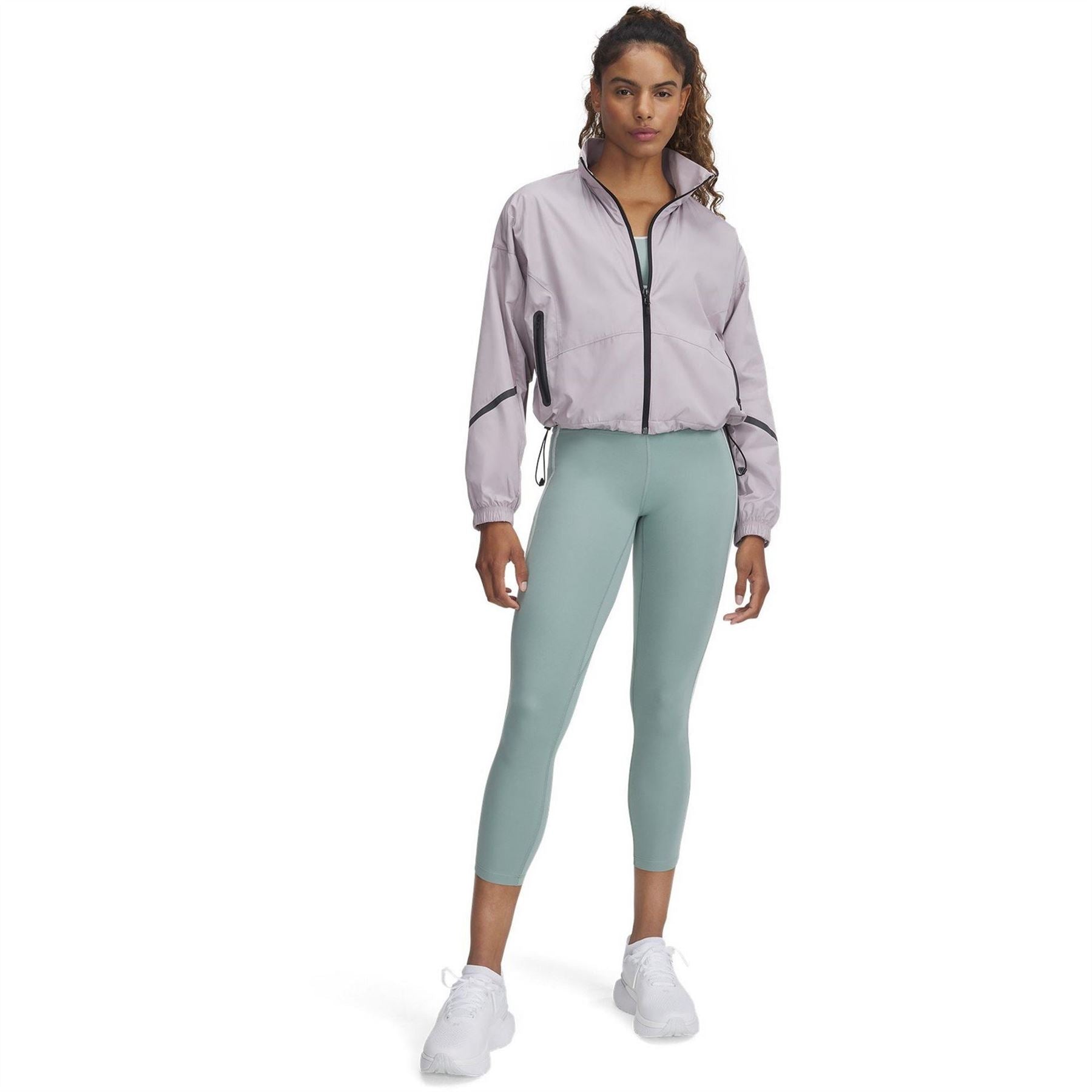Under Armour Solid Patterned Drawstring Zipped Pocket Toggle Cord Hem Windbreaker