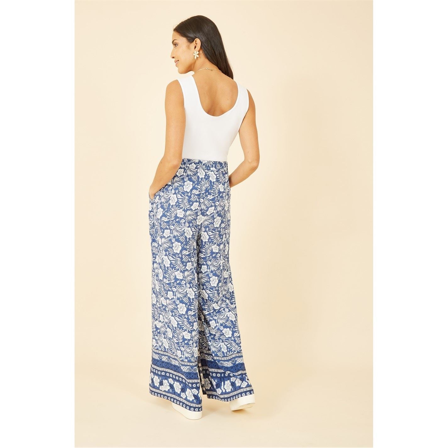 Yumi Floral Border Relaxed Fit Trousers