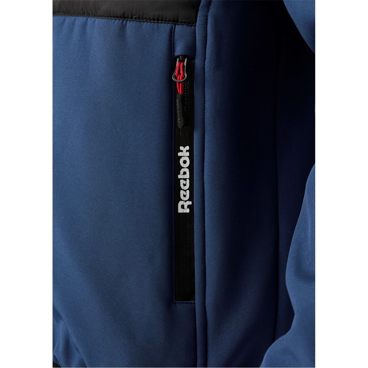 Reebok Solid Patterned Hooded Neck Ribbed Cuff Rain Jacket