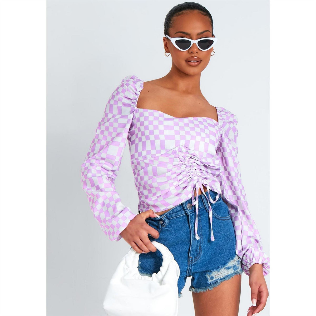Missy Empire Print Ruched Front Top