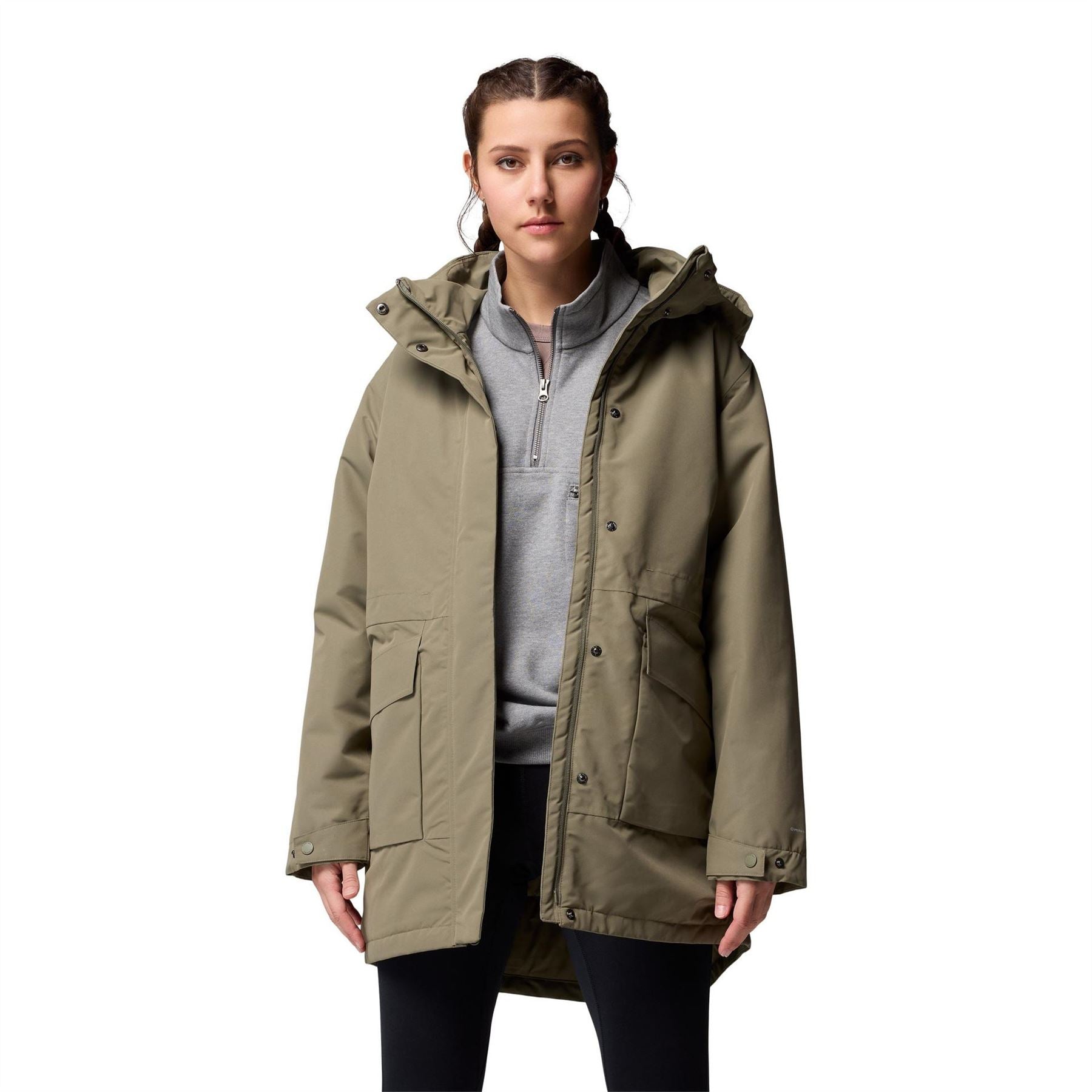 Columbia Pulask Hooded Solid Patterned Parka Jacket