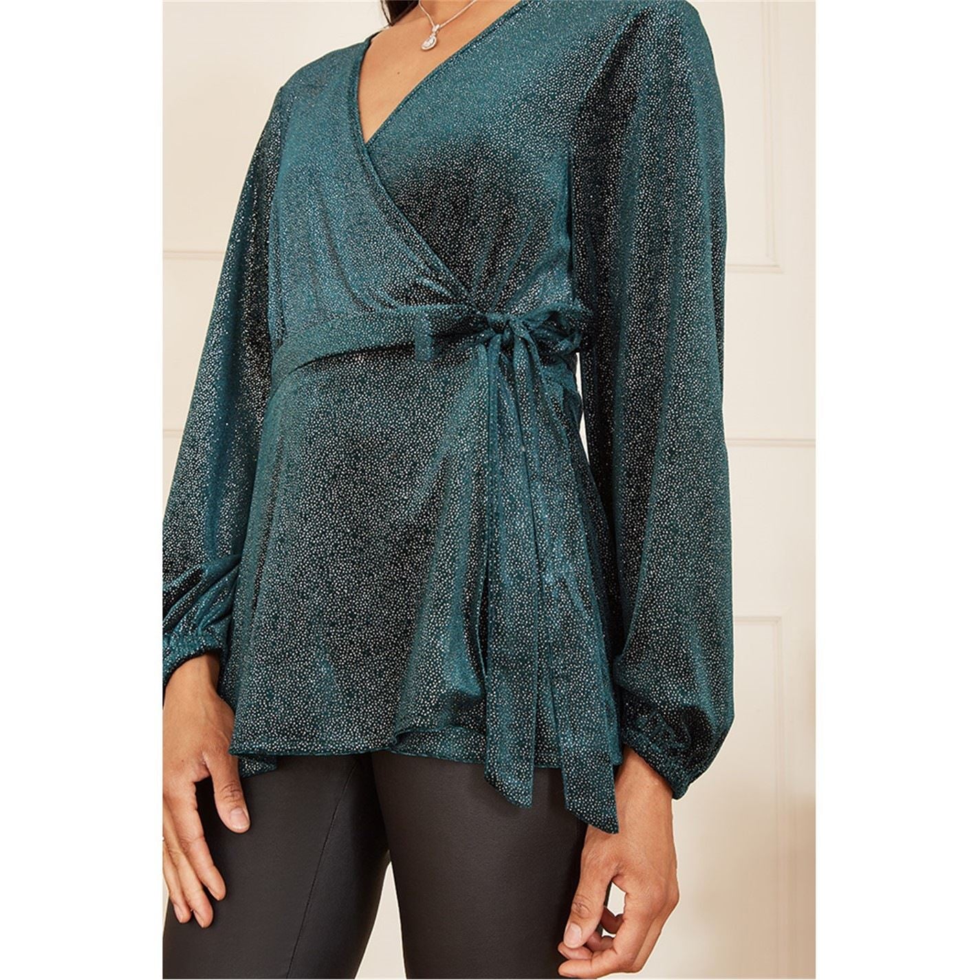 Yumi Sparkle Velvet Wrap Top