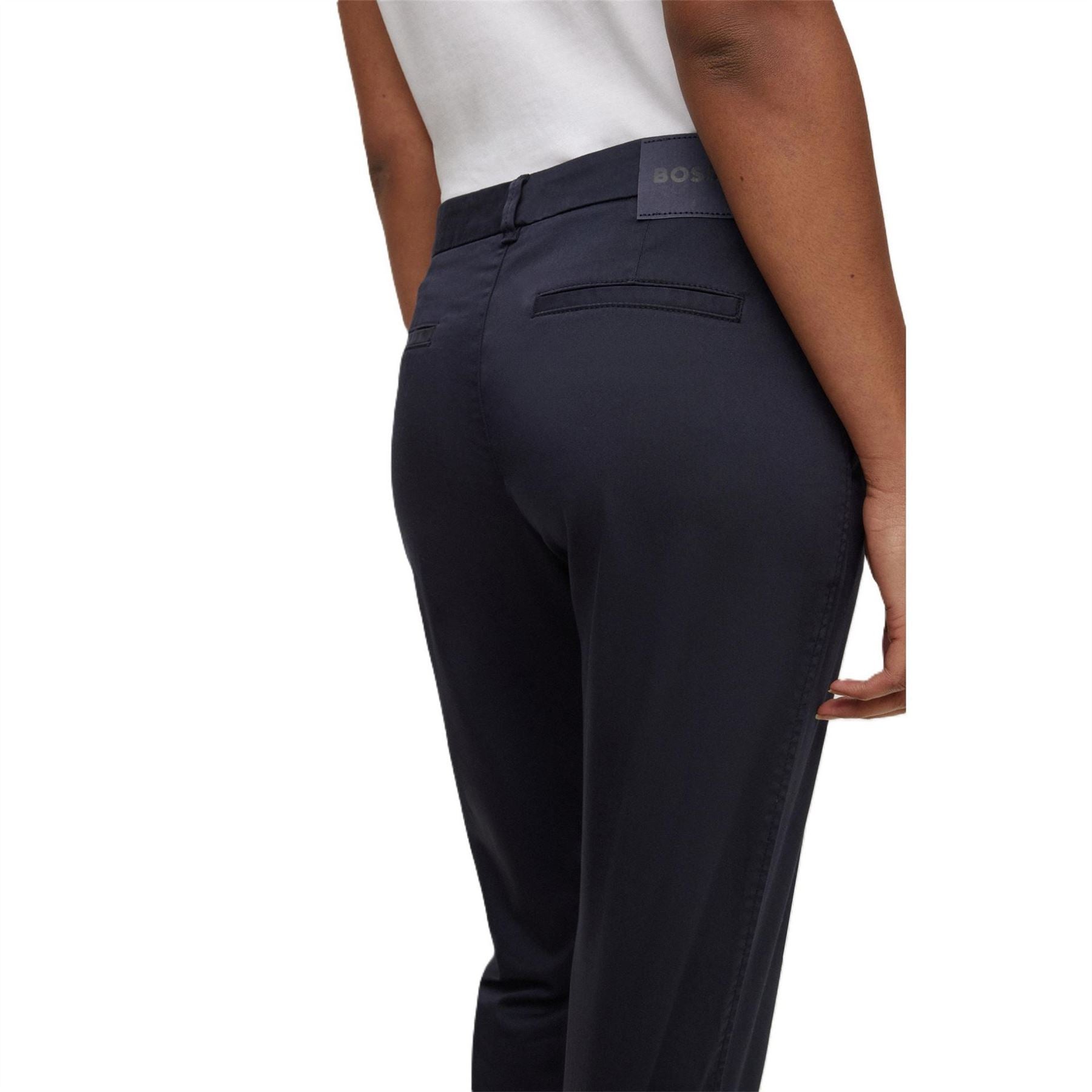 Boss Solid Patterned Slim Roll Up Cuff Trousers