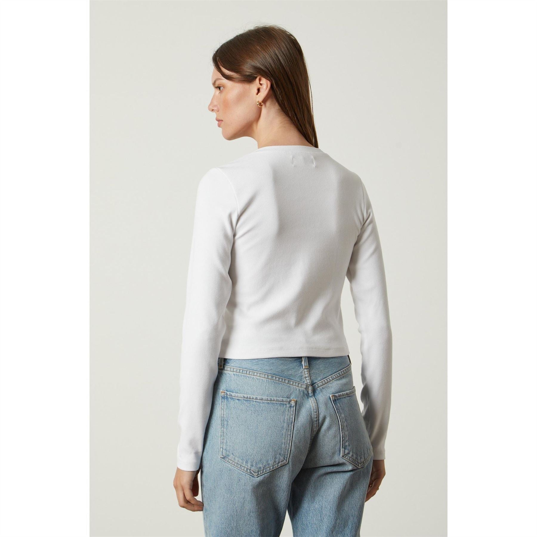 Velvet by Graham and Spencer Ribbed Regular Fit Long Sleeve T-Shirt