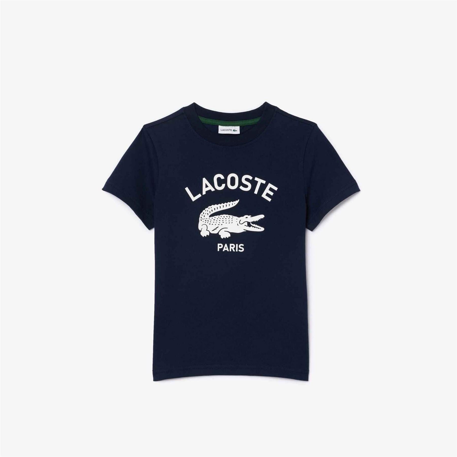Lacoste Junior Crocodile Print Lacoste Lettering Regular Fit Crew Neck T-Shirt