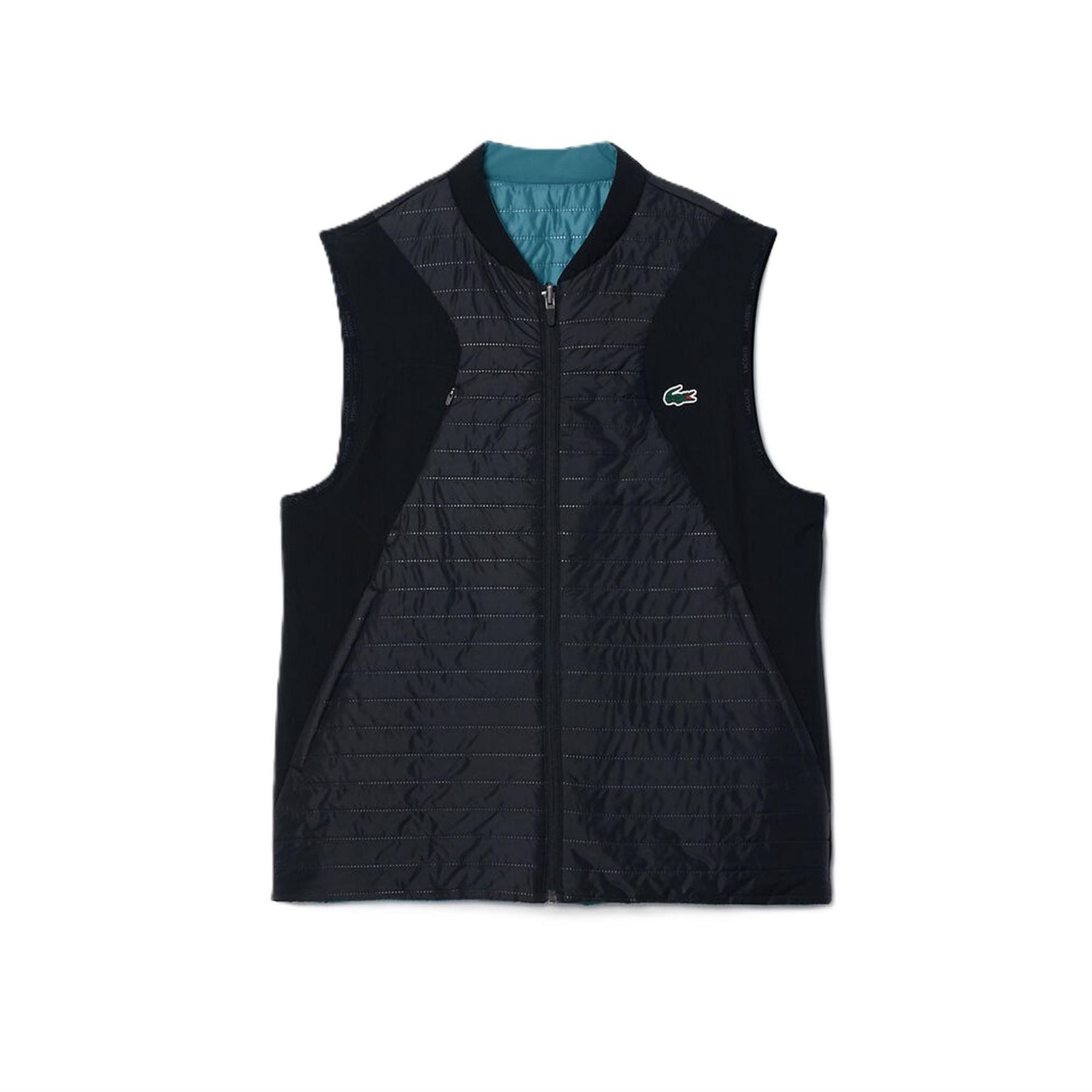 Lacoste Solid Patterned Mock Neck Gilet