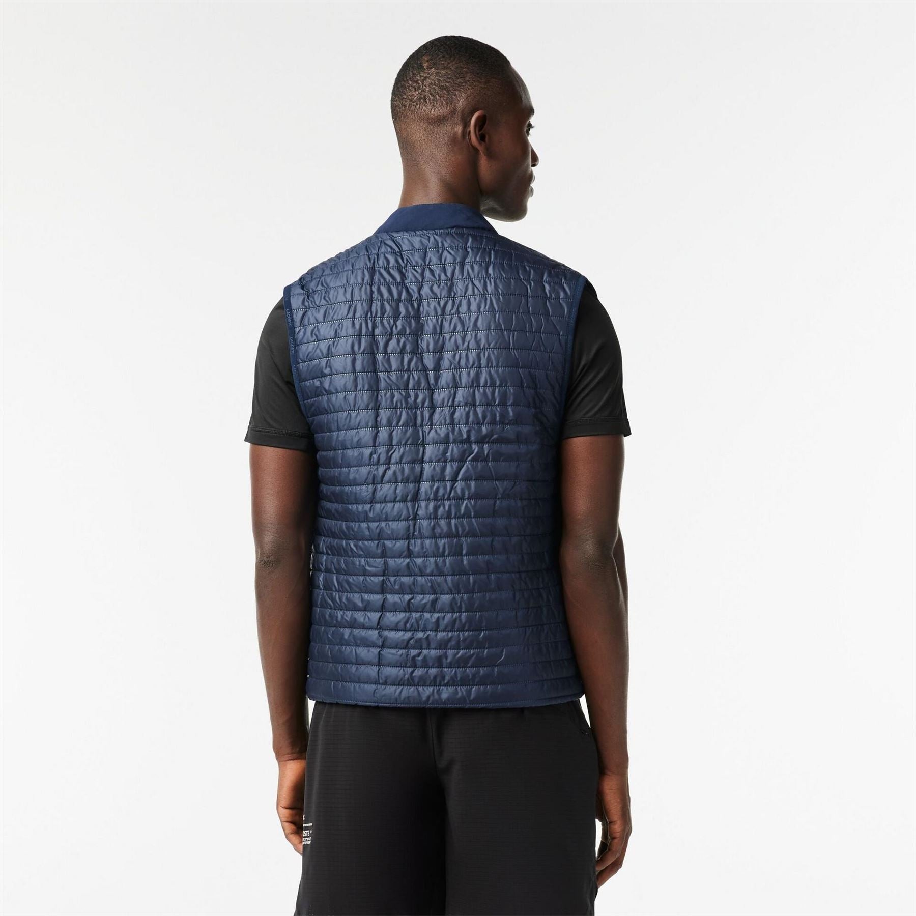 Lacoste Solid Patterned Mock Neck Gilet