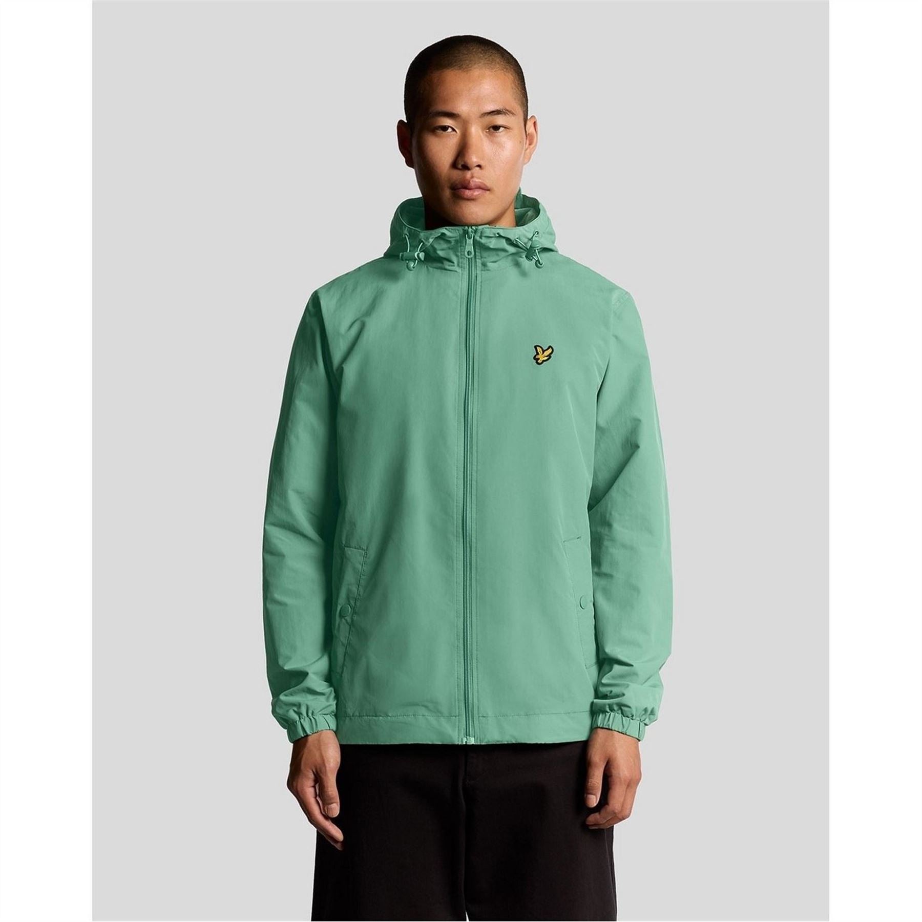 Lyle and Scott Zip Through Cotton Wind Resistant Long Sleeve Hooded Rain Anorak