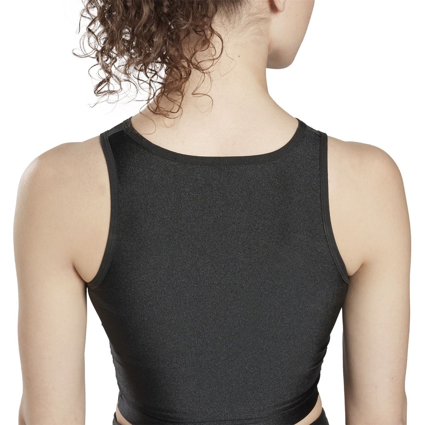 Reebok Womens Shiny Yoga Scribble Crop Tank Top Vest