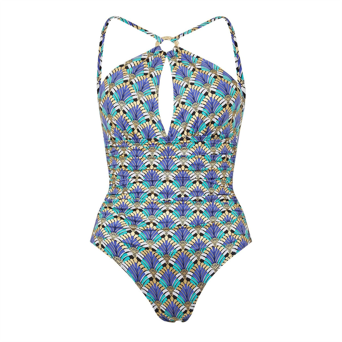 Biba Highneck Geometric Patterned Swimsuit