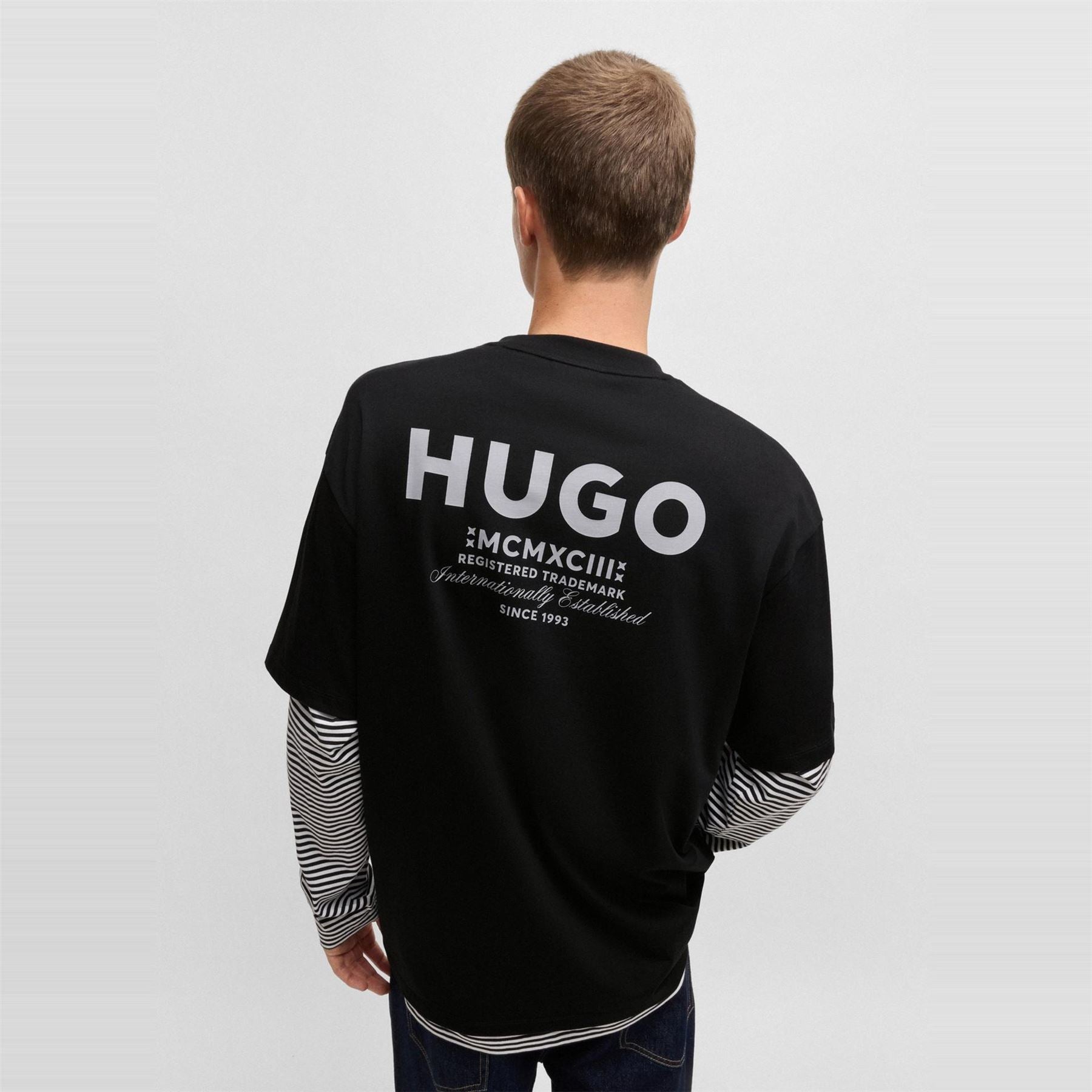 Hugo HUGO Printed Logo Back T Shirt with MCMXCIII text   Regular Fit
