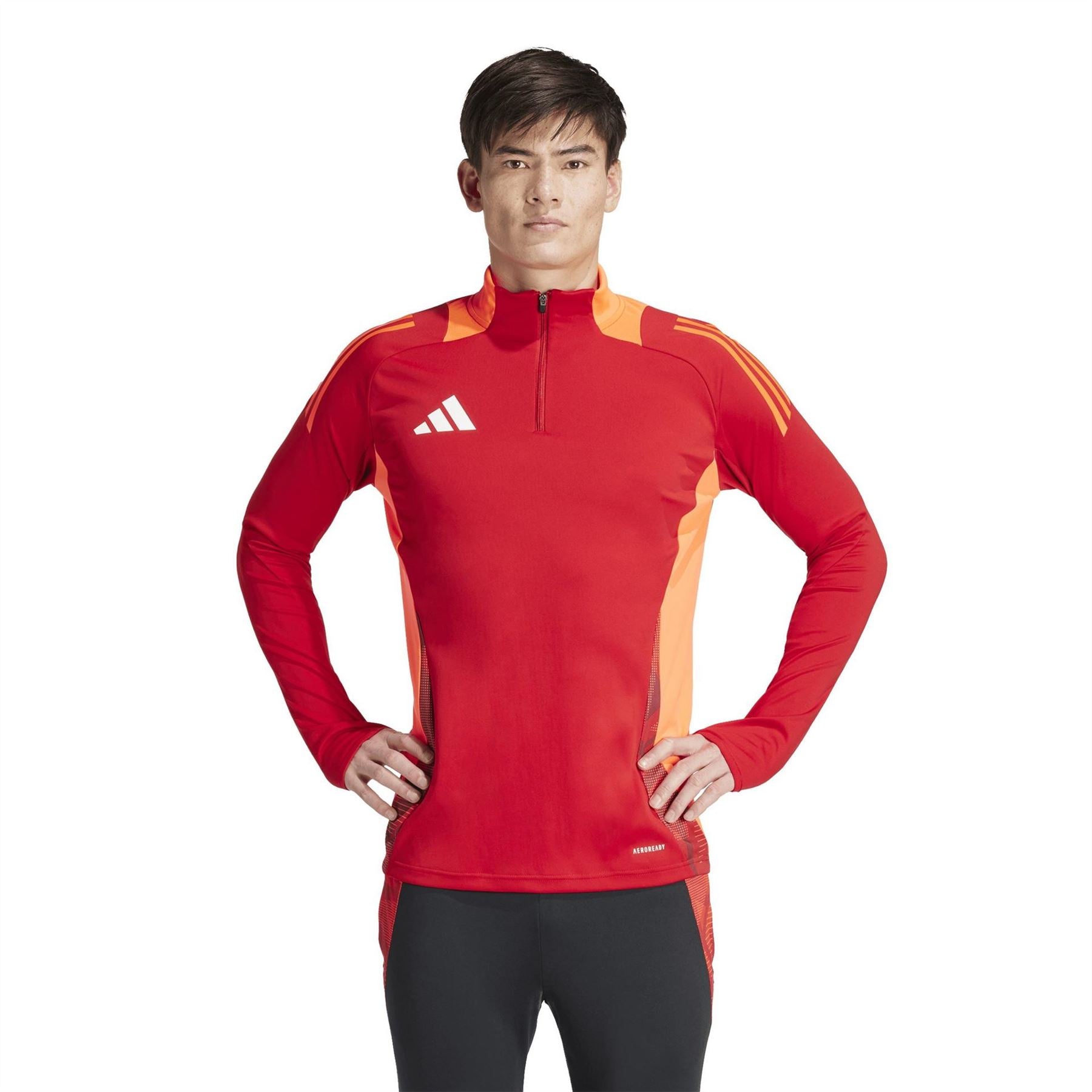adidas Tiro24 Zip Neck Band Collar Long Sleeve Athletic Top