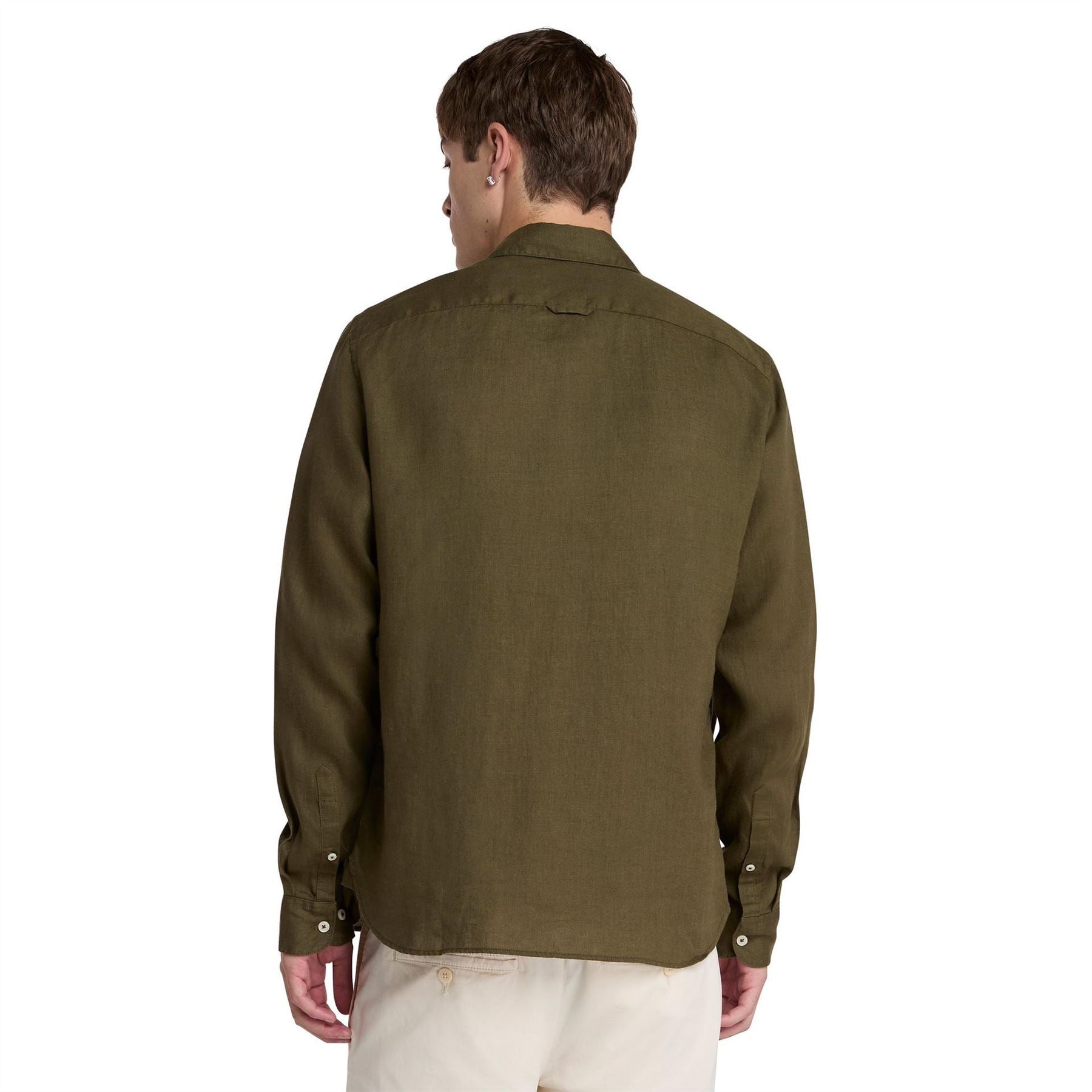 Timberland Mill Brook Linen Leaf Green Long Sleeve Plain Shirt