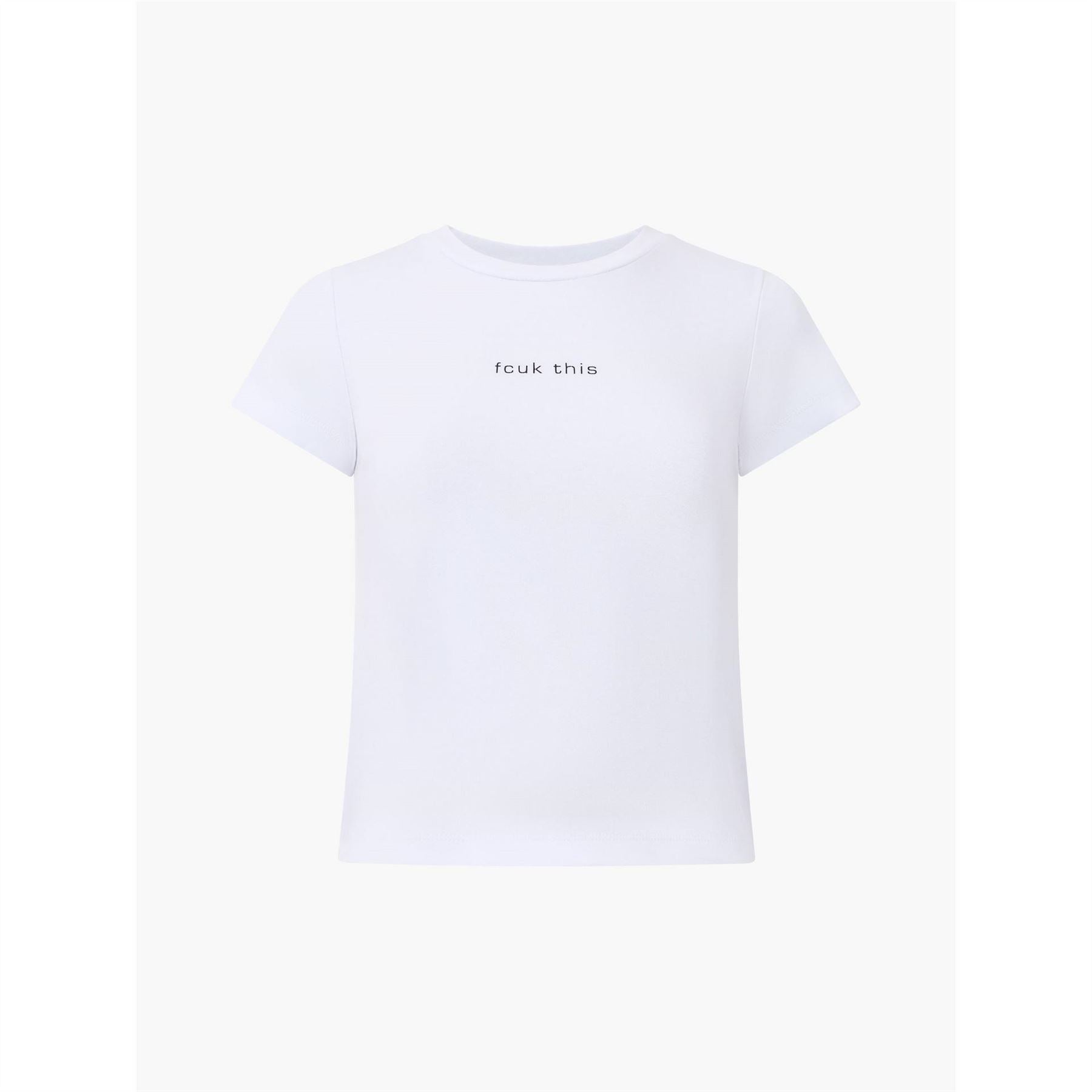 FCUK Cropped Crew Neck Short Sleeve T-Shirt