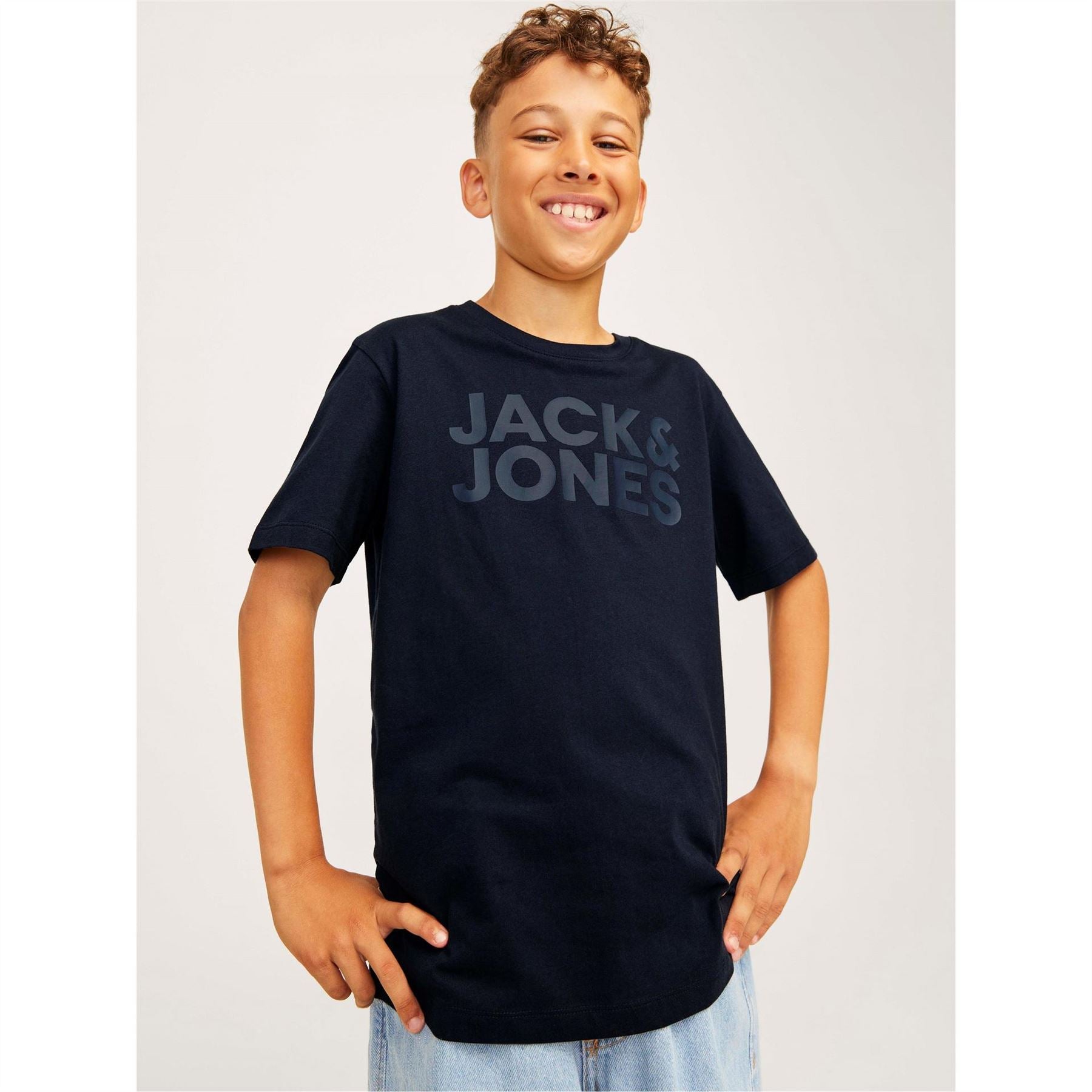 Jack and Jones Logo Print Crew Neck Short Sleeve Jersey T-Shirt