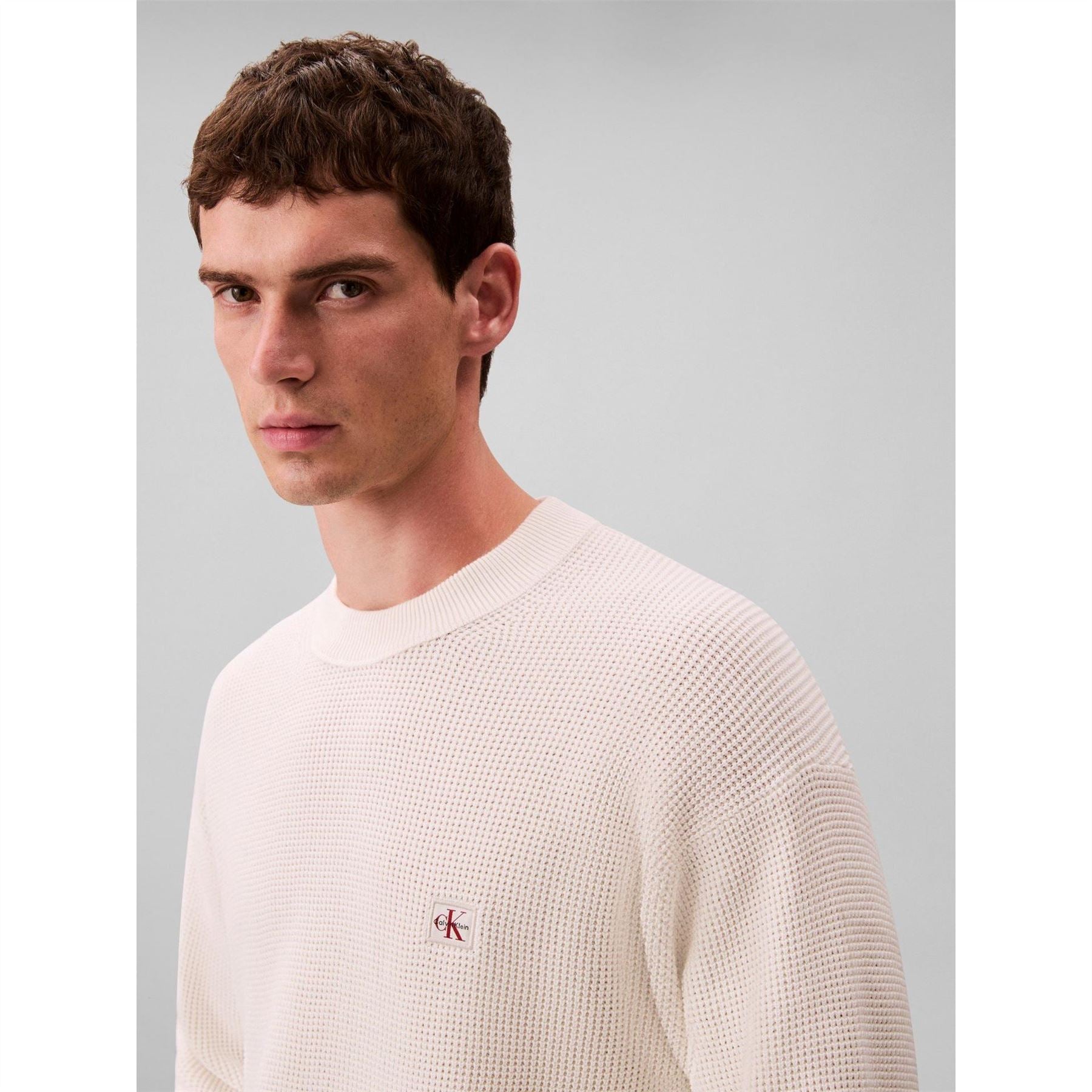Calvin Klein Jeans Crew Neck Ribbed Collar Long Sleeve Sweater