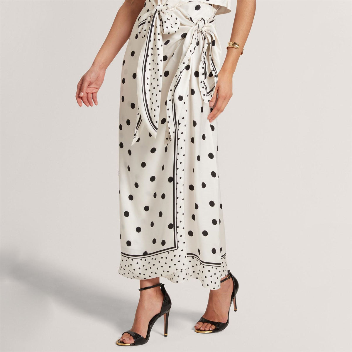 Ted Baker Polka Dot Knot Detail Midi Skirt