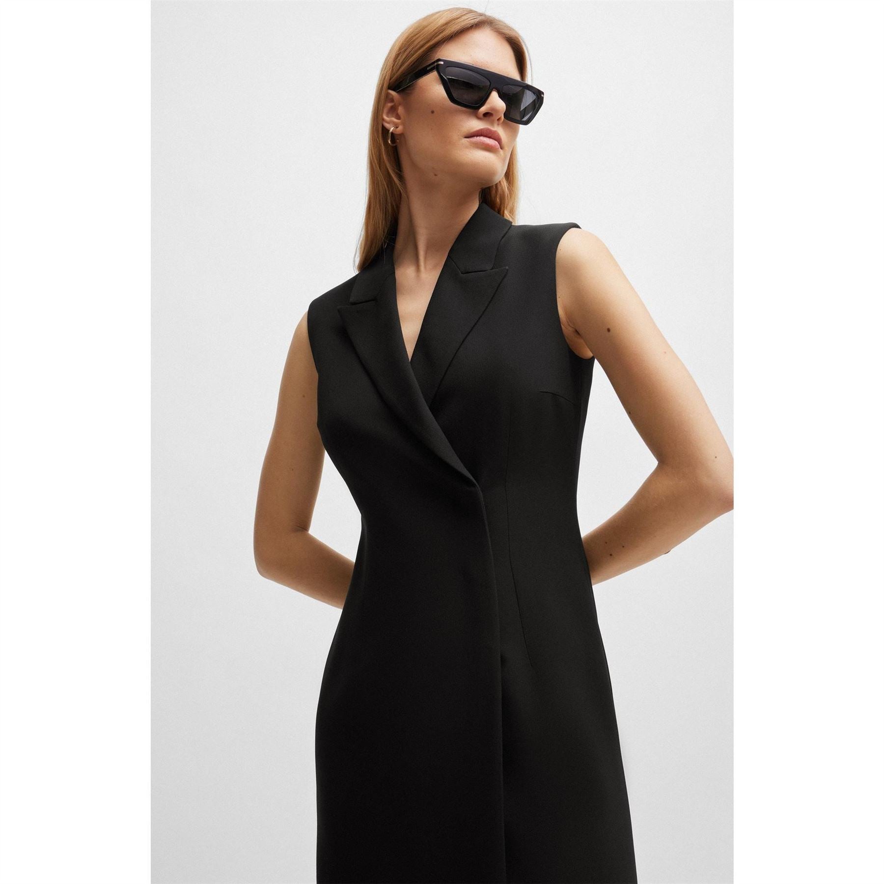 Boss V-Neck Knee Length Wrap Dress
