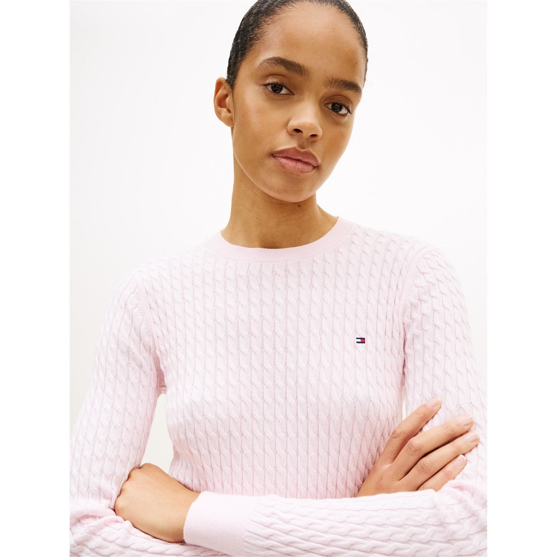 Tommy Hilfiger Cable Detail Crew Neck Long Sleeve Sweater