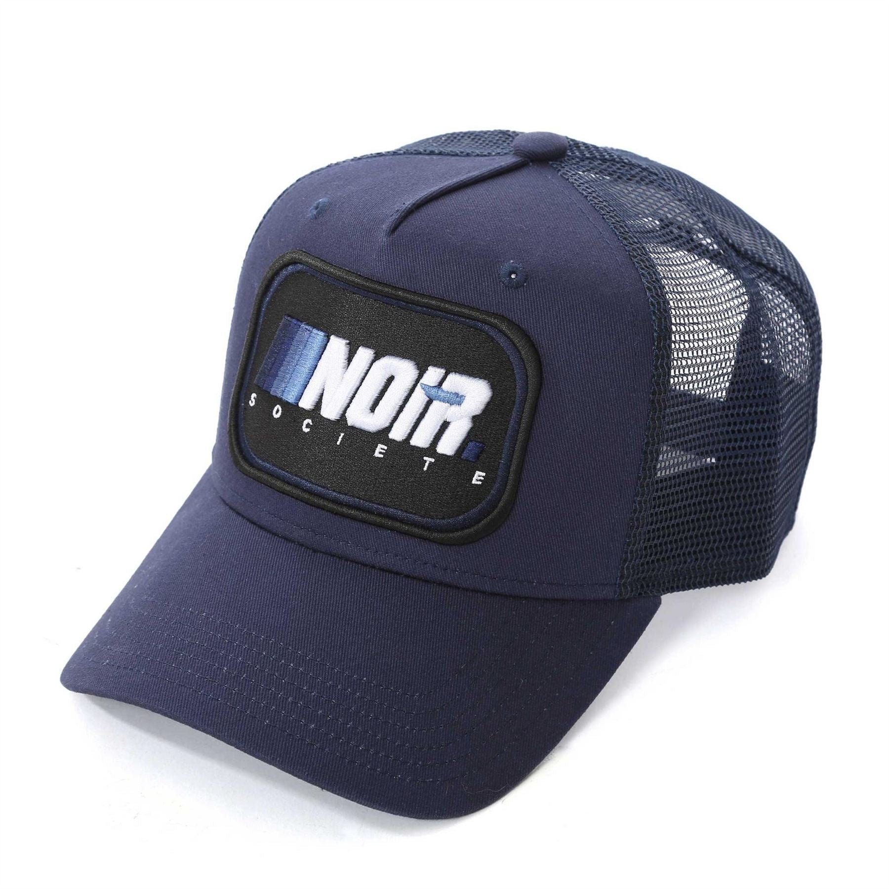 Societe Noir Logo Mesh Pre Curved Brim Trucker Cap
