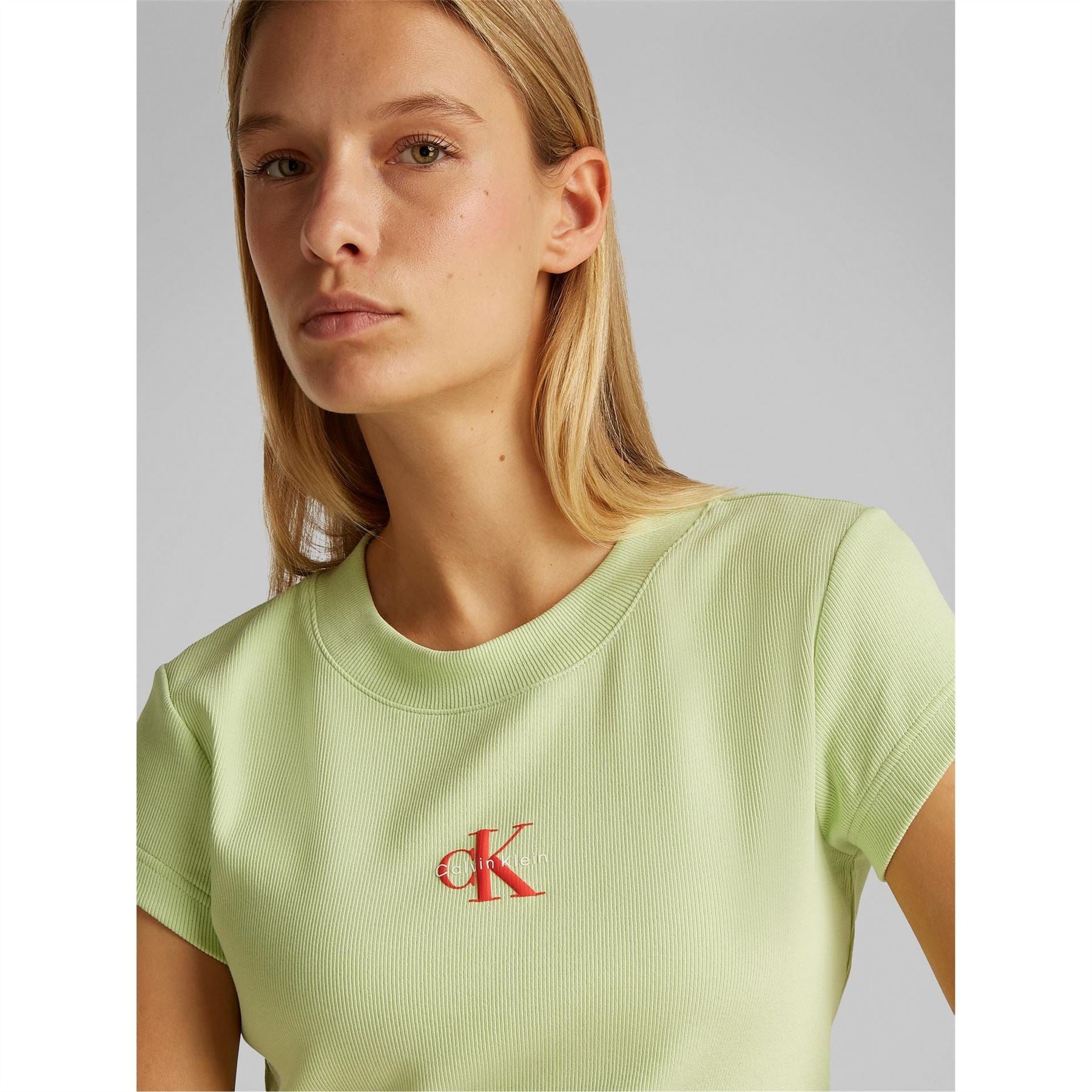 Calvin Klein Jeans Cropped Slim Fit Crew Neck T-Shirt