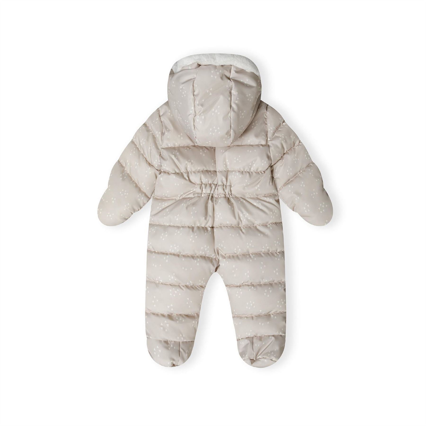Minoti Boys Baby Snowsuit Fixed Hood Double Zip Beige