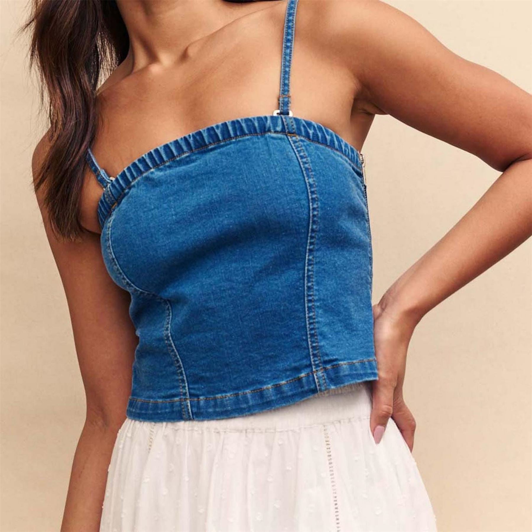 Nobodys Child Denim Bandeau Top