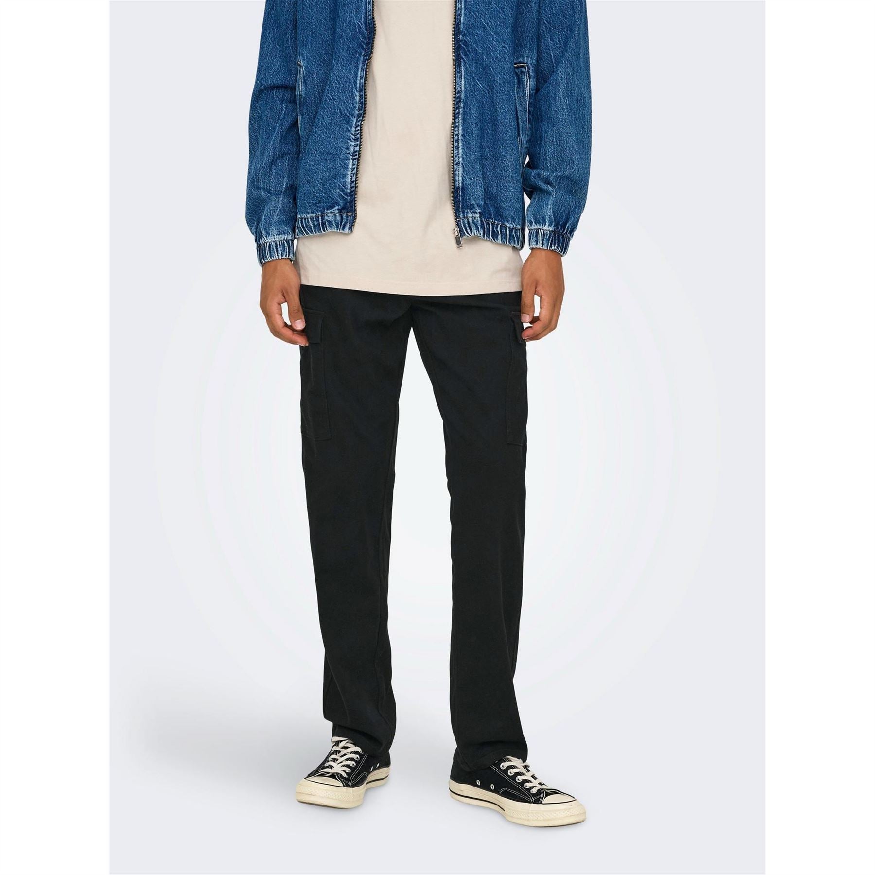 Only Solid Patterned Straight Cargo Pants