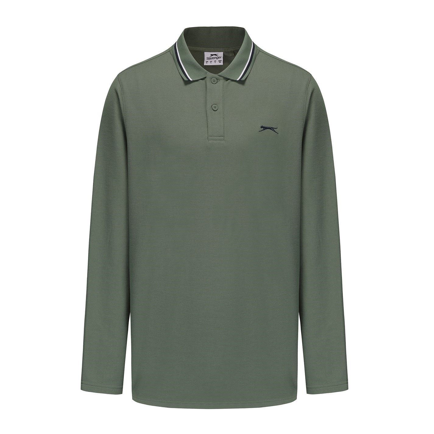 Slazenger Mens Long Sleeve Tipped Polo