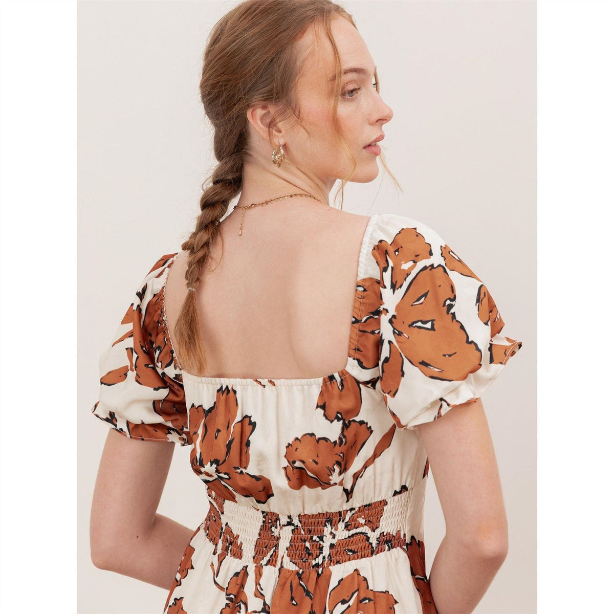 Lovedrobe Textured Floral Midaxi Dress With Ruched Front