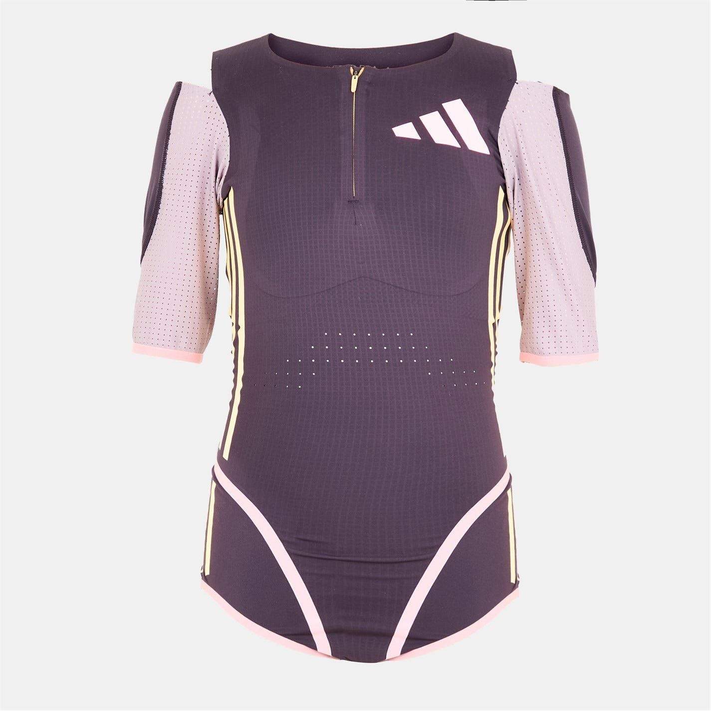 adidas Slim Fit Zip Neck Three Quarter Sleeve Bodysuit
