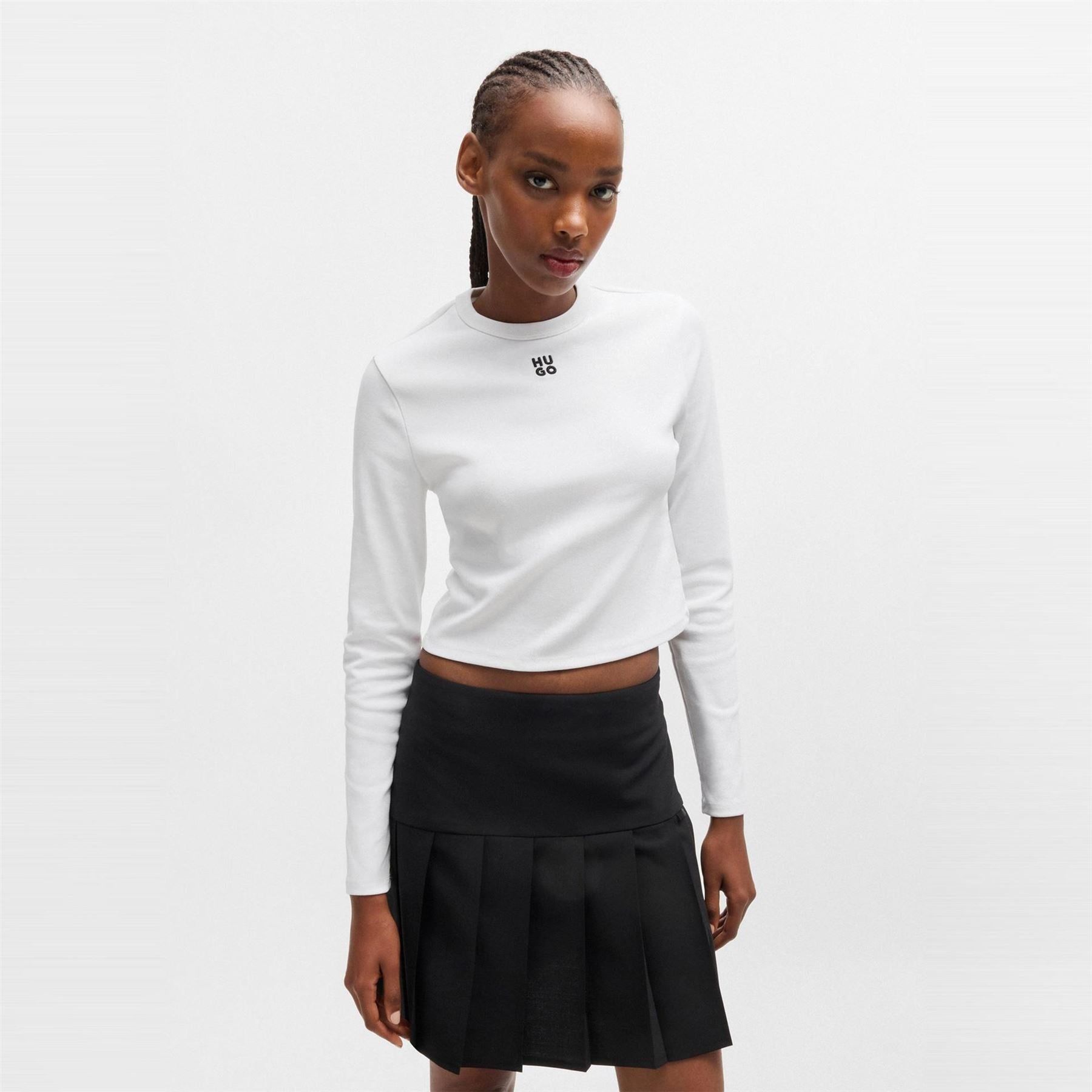 Hugo Cropped Crew Neck Regular Fit T-Shirt