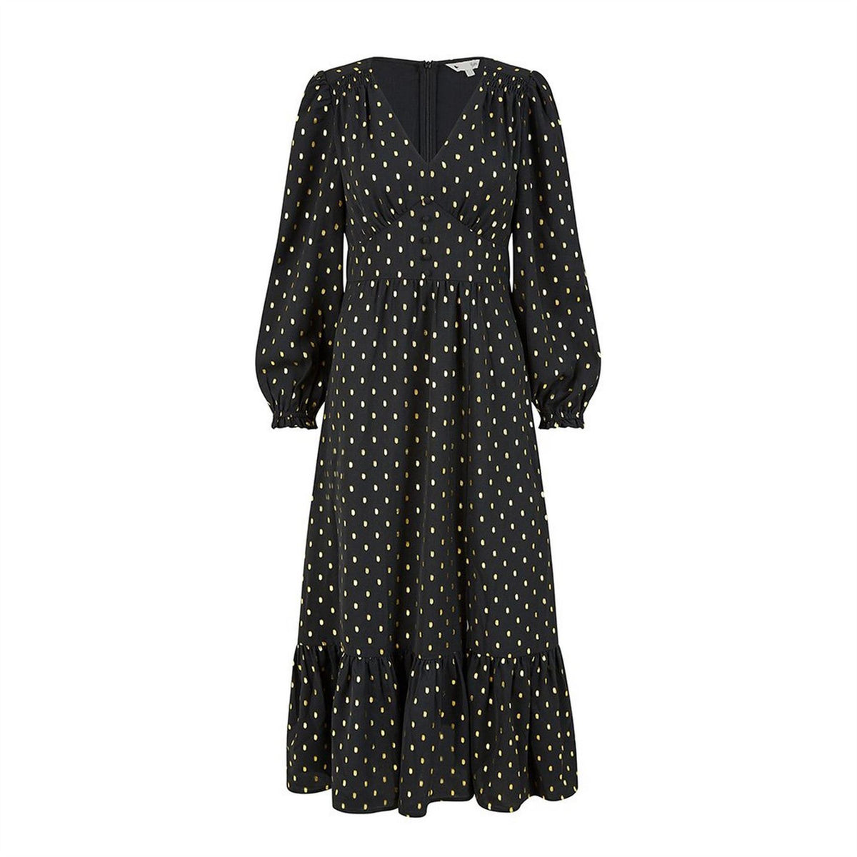 Yumi Foil Print Long Sleeve Midi Dress