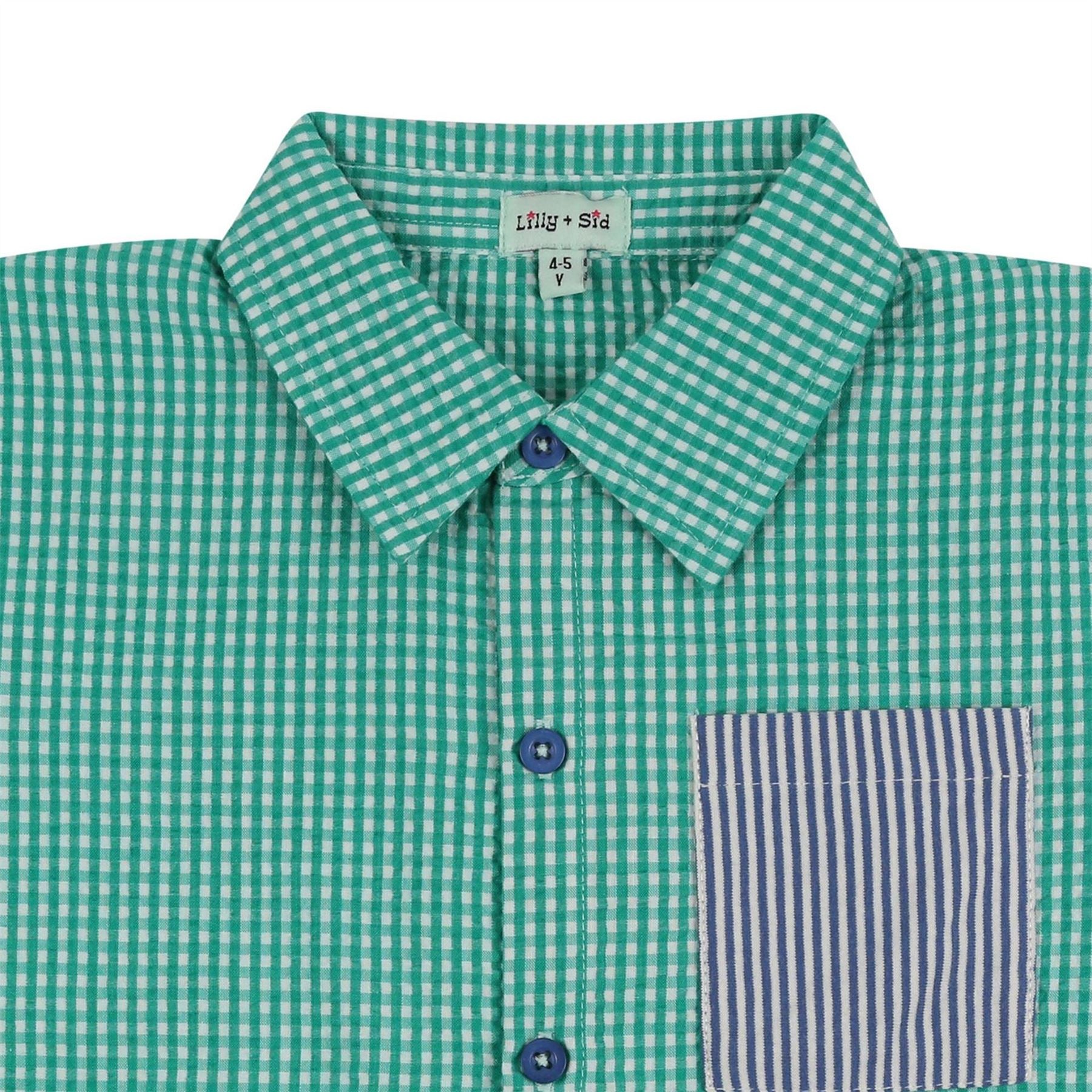 Lilly and Sid Gingham Point Collar Short Sleeve Shirt