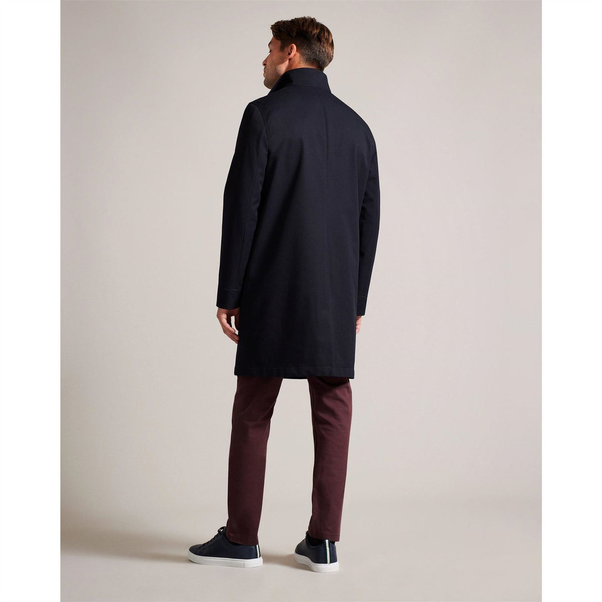 Ted Baker Solid Patterned Nylon Funnel Over Coat with Side Pocket