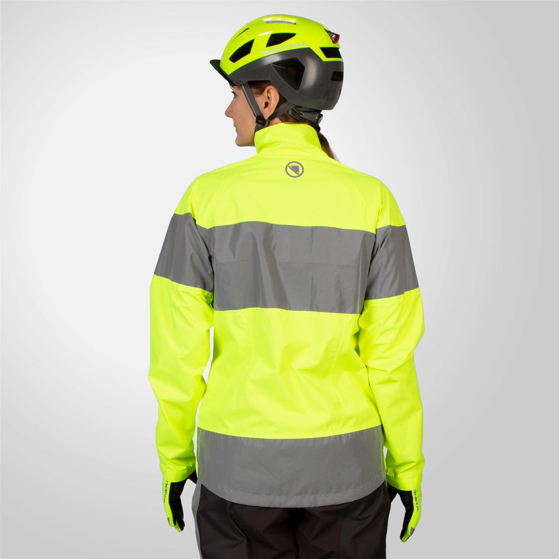 Endura Color Block Patterned Funnel Neck Rain Jacket