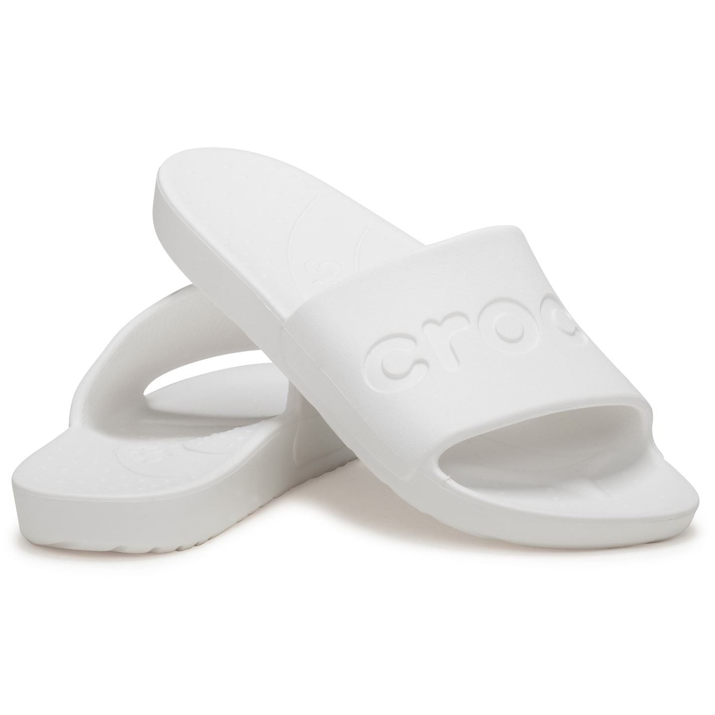 Crocs Logo Print Open Toe Flat Heel Slides