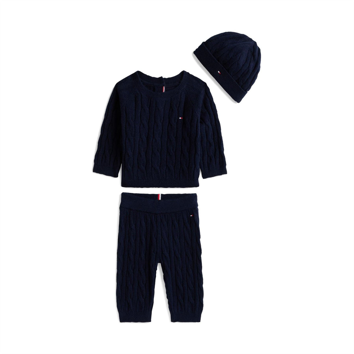 Tommy Hilfiger Cable Knit Jumper Trousers And Beanie Clothing Set