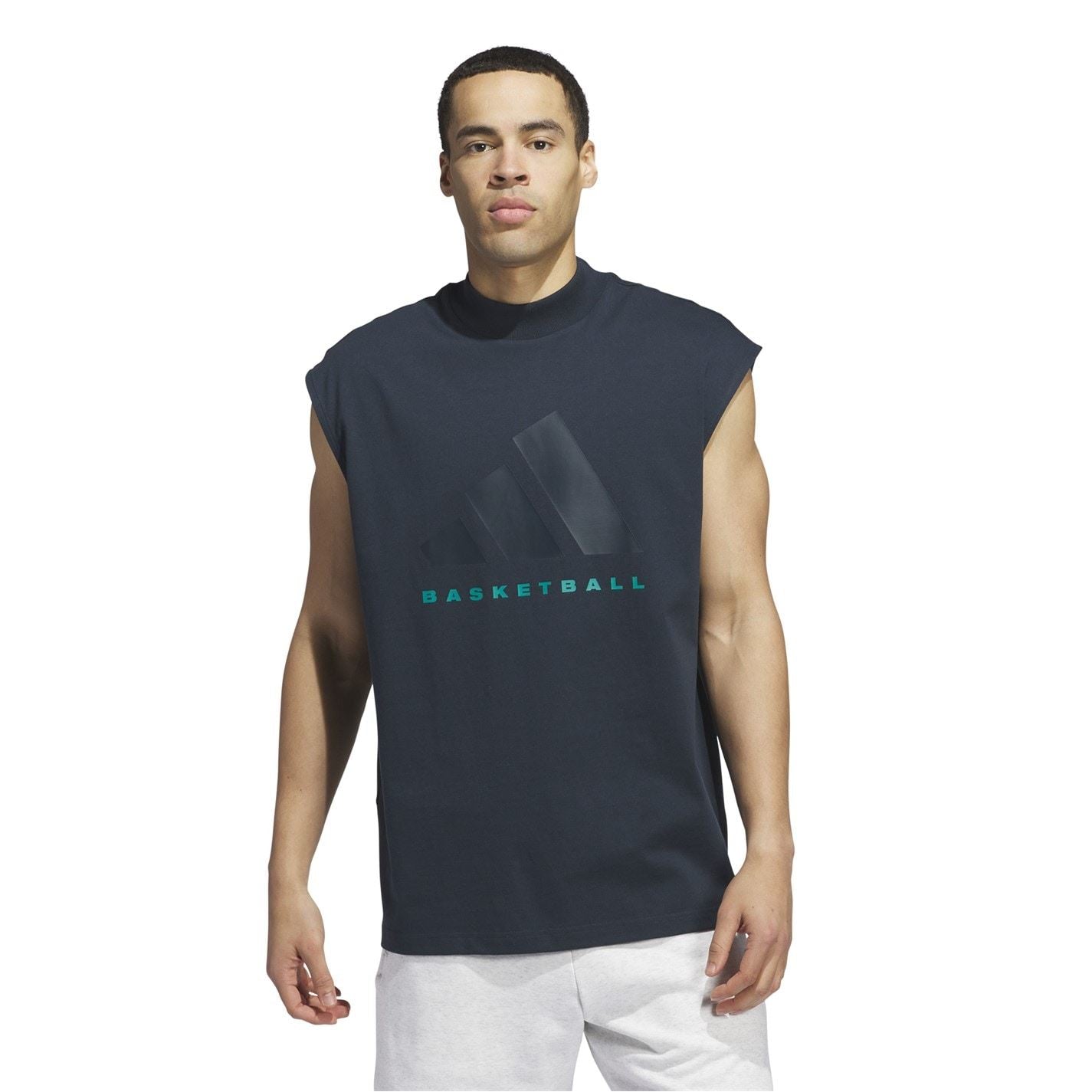 adidas Adi Printed Logo Mock Neck Sleeveless Box Tank