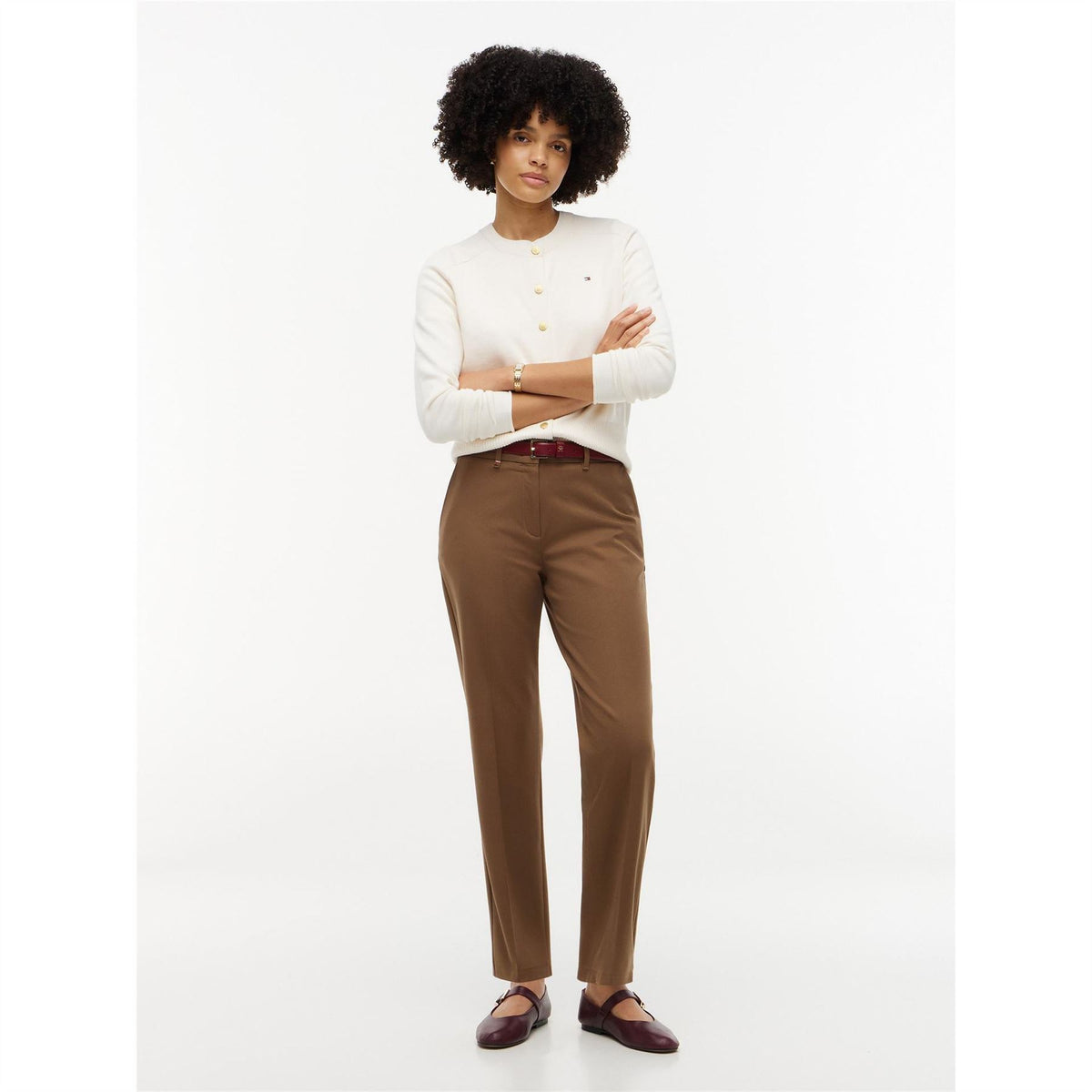 Tommy Hilfiger Gabardine Solid Patterned Tapered Five Pocket Chinos