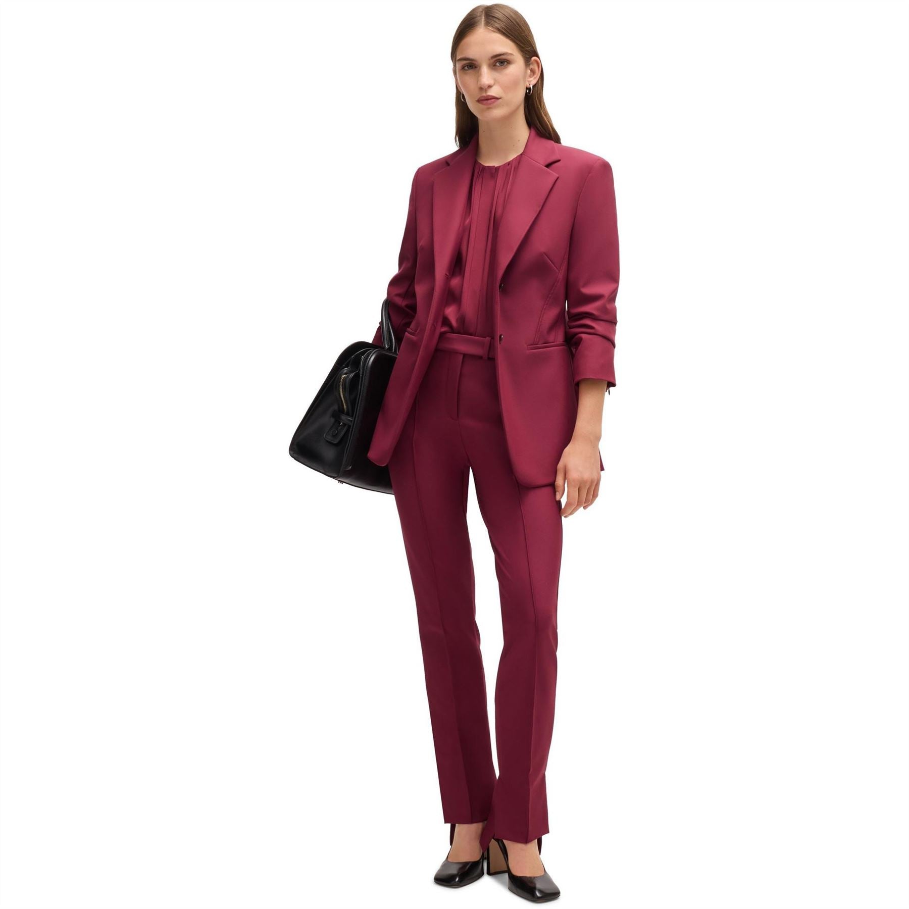 Boss Tizena Solid Patterned Straight Trousers