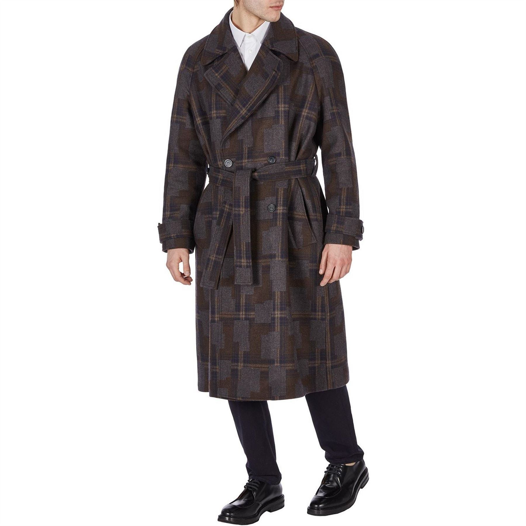 Emporio Armani Patterned Belted Trench Coat