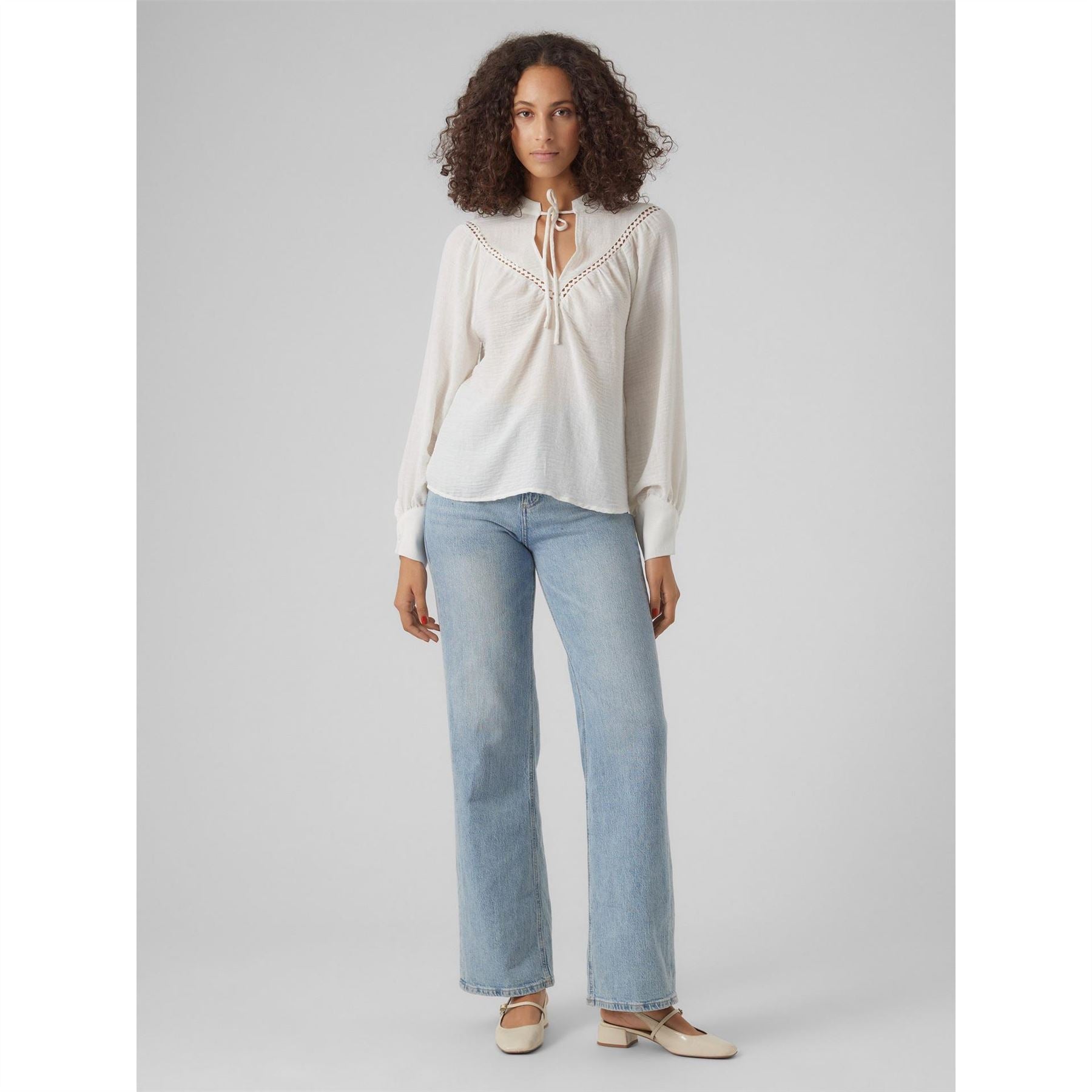 Vero Moda Tie Neck Long Sleeve Blouse