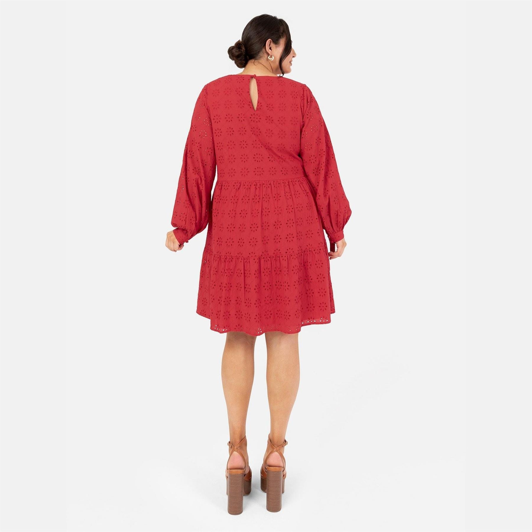 Lovedrobe Smock Crew Neck Long Sleeve Knee Length Dress